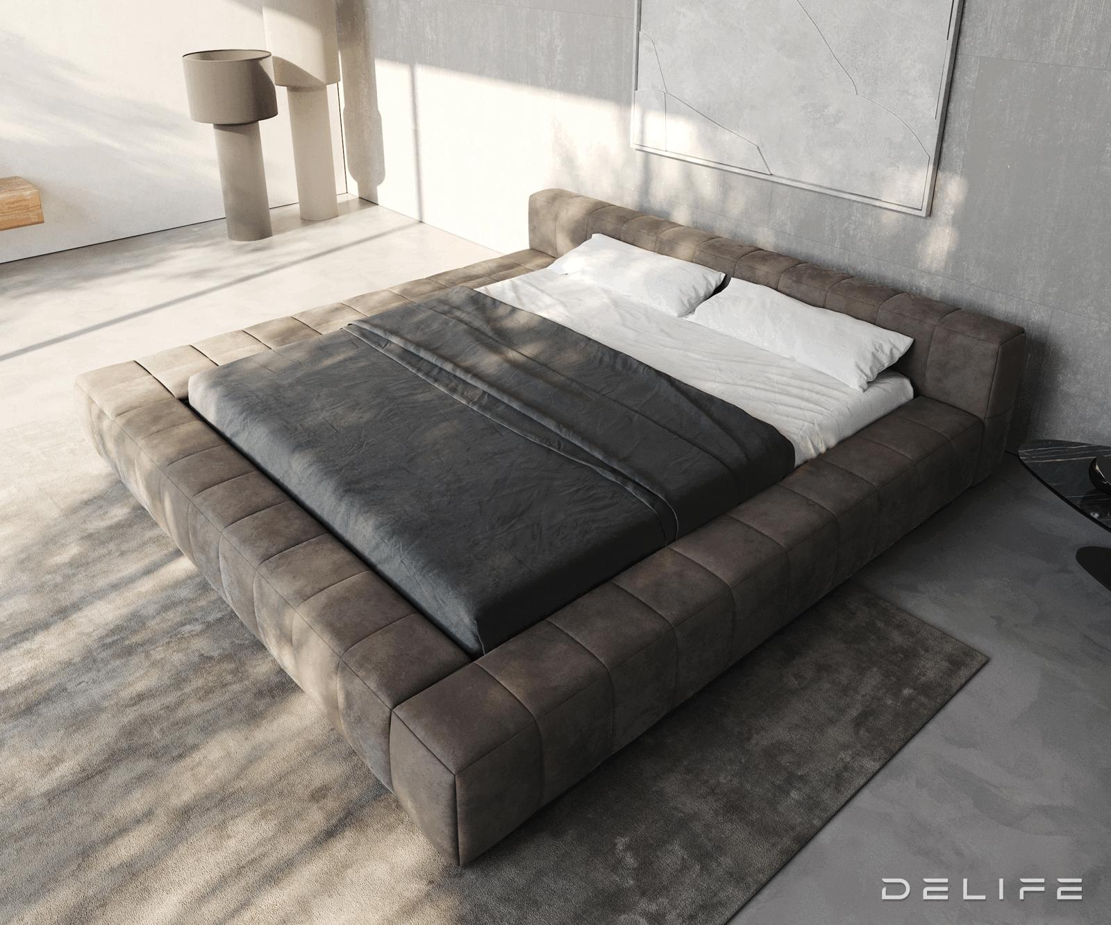 Posteljni okvir Espazio, material: mikrofibra