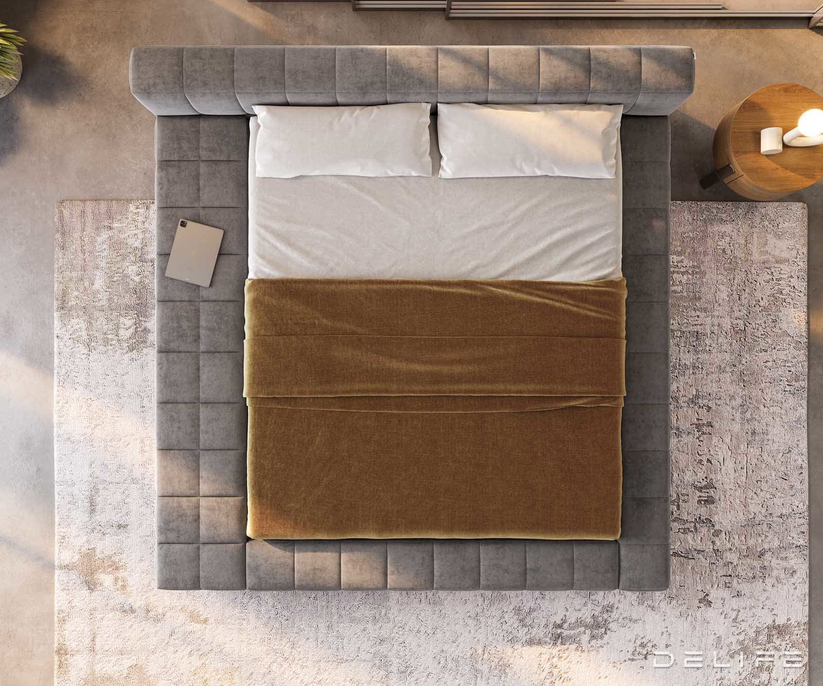 Posteljni okvir Espazio, material: mikrofibra