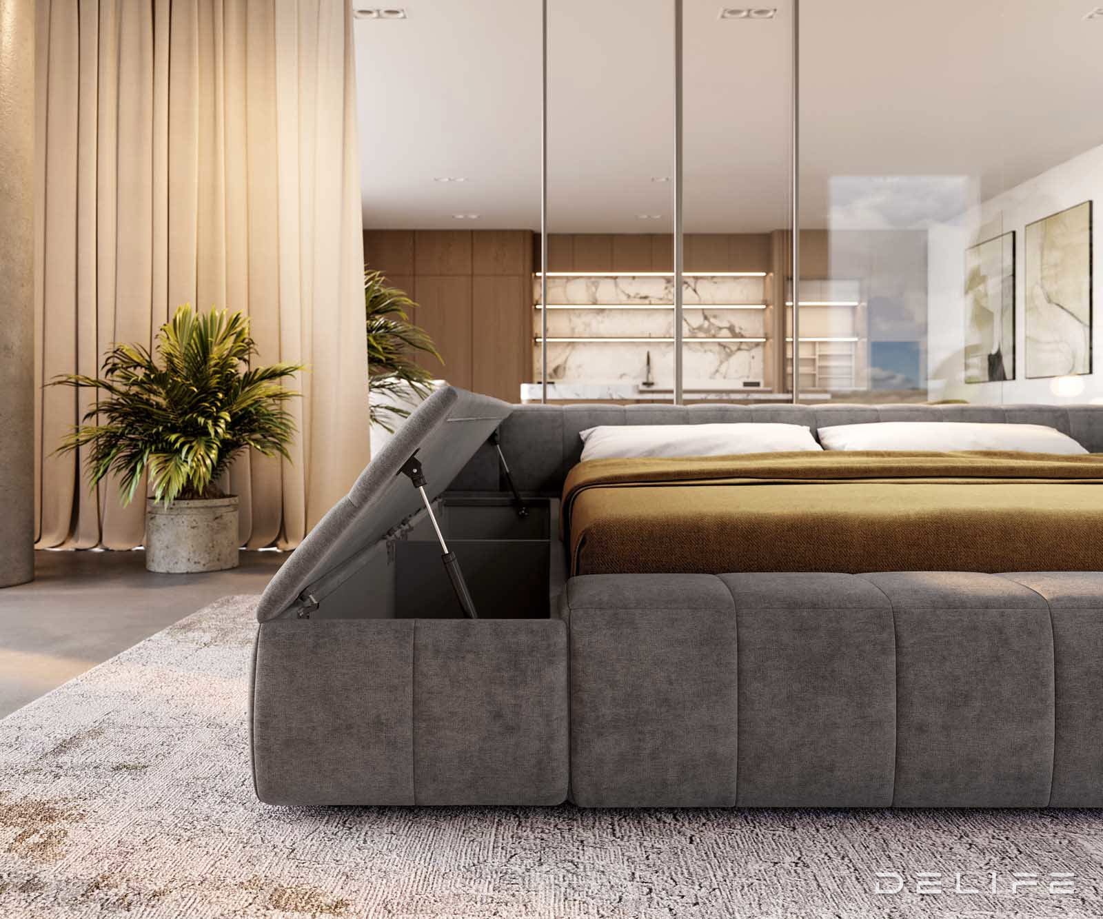 Posteljni okvir Espazio, material: mikrofibra