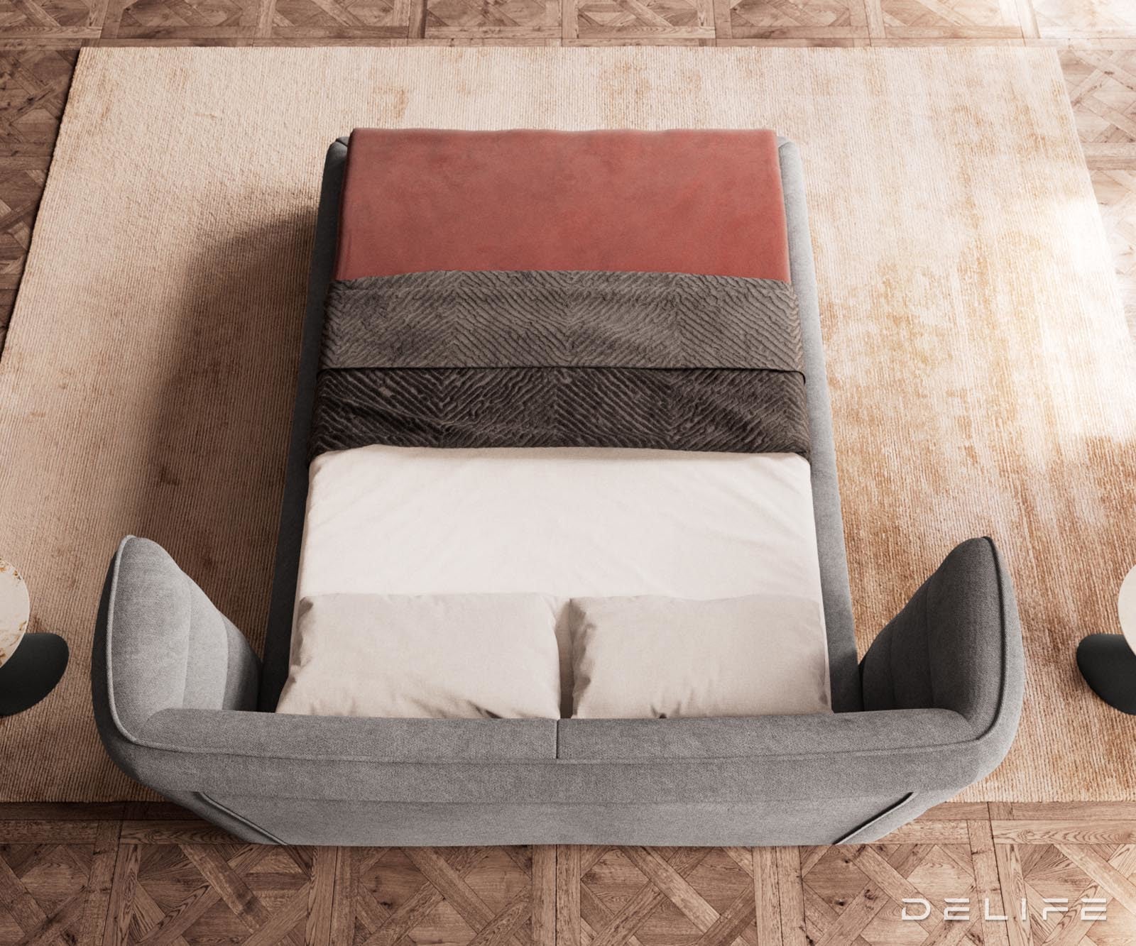 Posteljni okvir Simea, material: mikrofibra