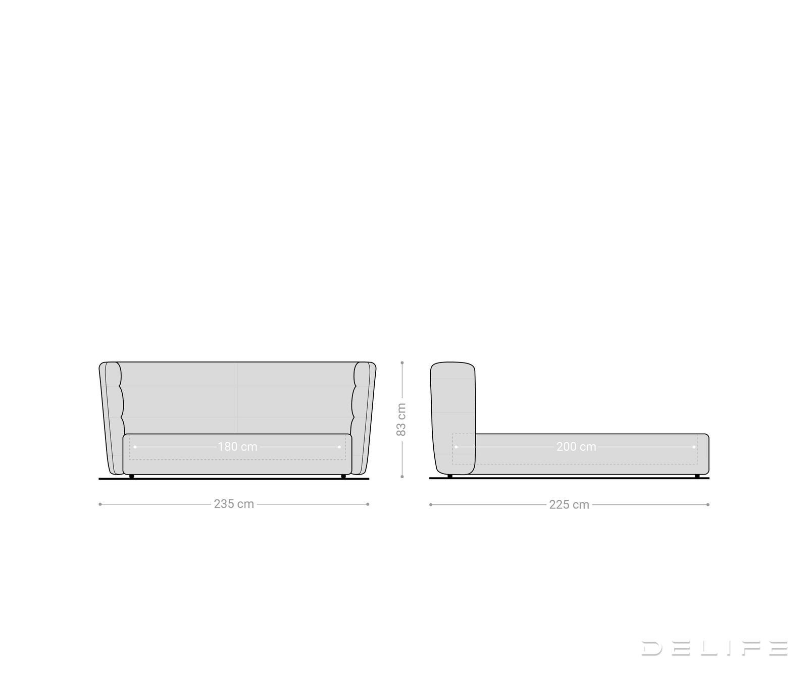 Posteljni okvir Simea, material: mikrofibra
