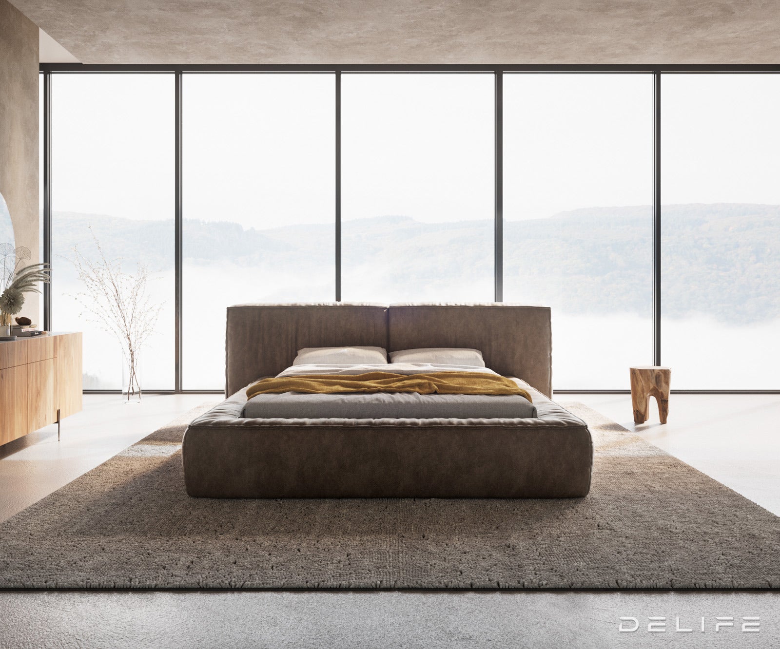 Posteljni okvir Coperti, material: mikrofibra