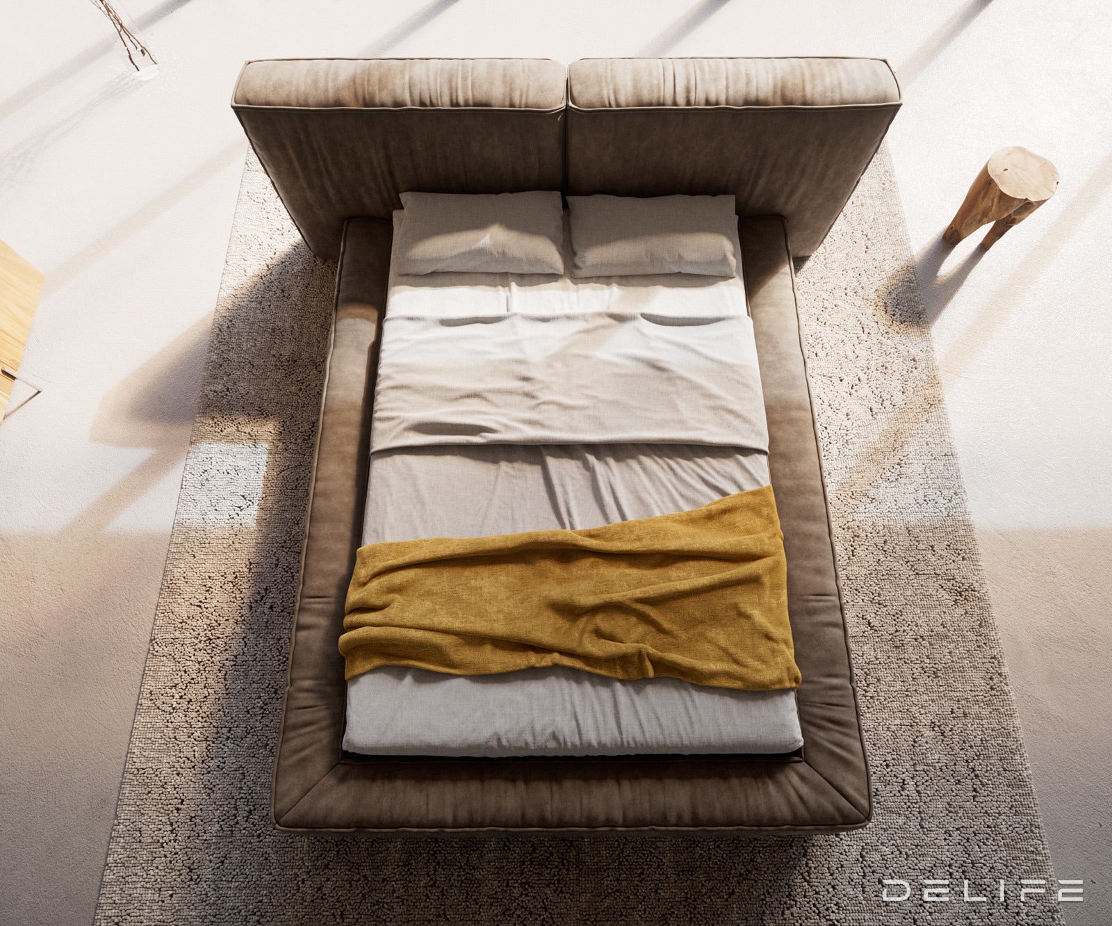 Posteljni okvir Coperti, material: mikrofibra