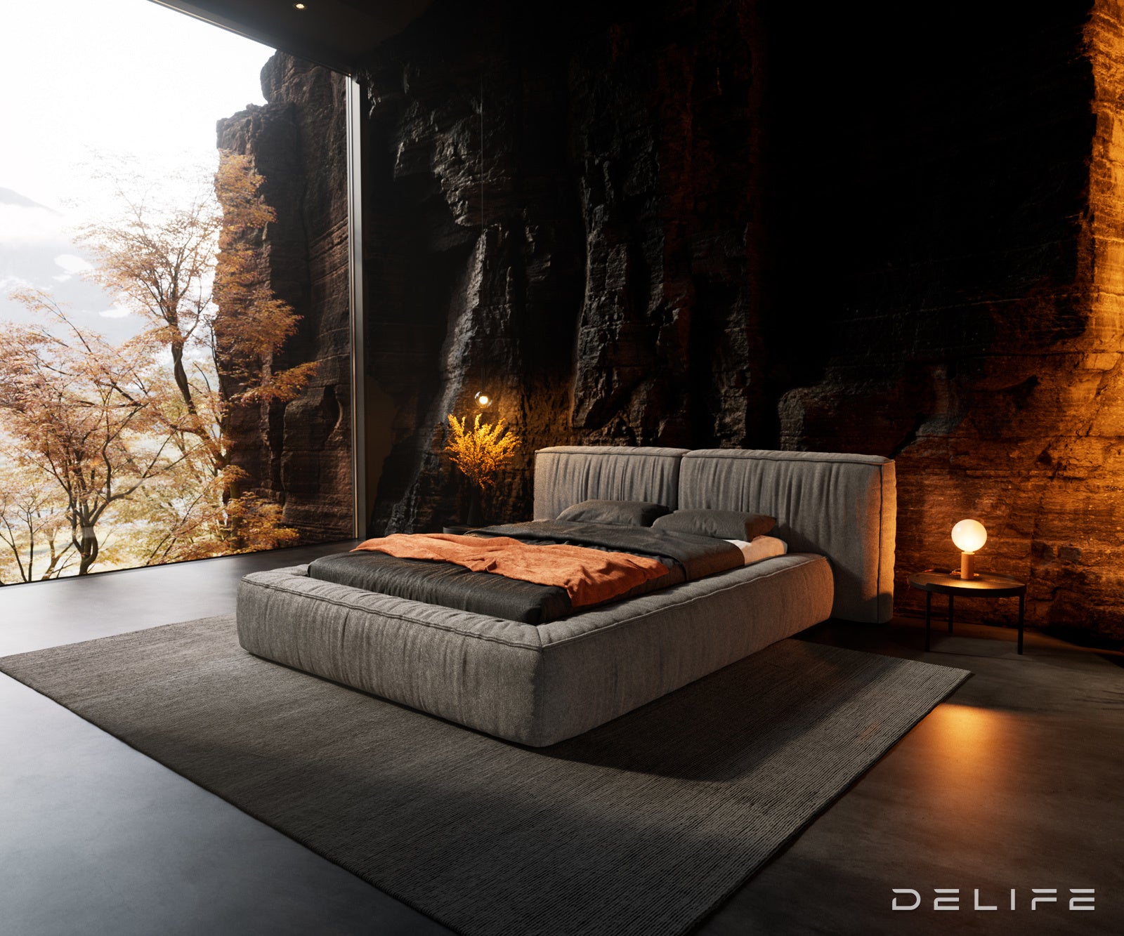 Posteljni okvir Coperti, material: mikrofibra