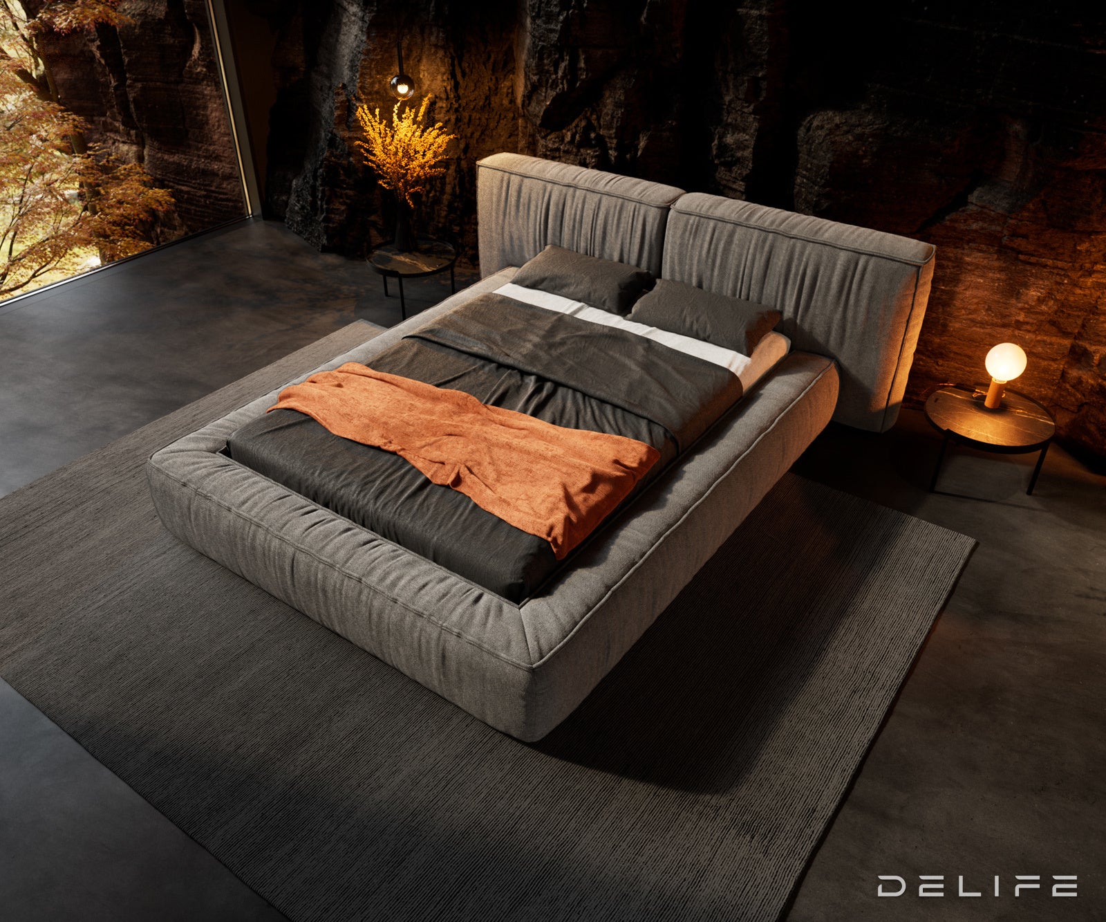 Posteljni okvir Coperti, material: mikrofibra