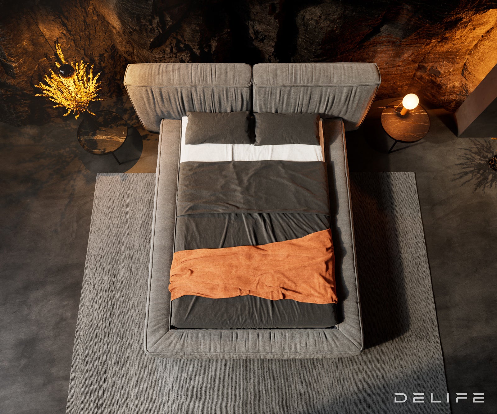 Posteljni okvir Coperti, material: mikrofibra