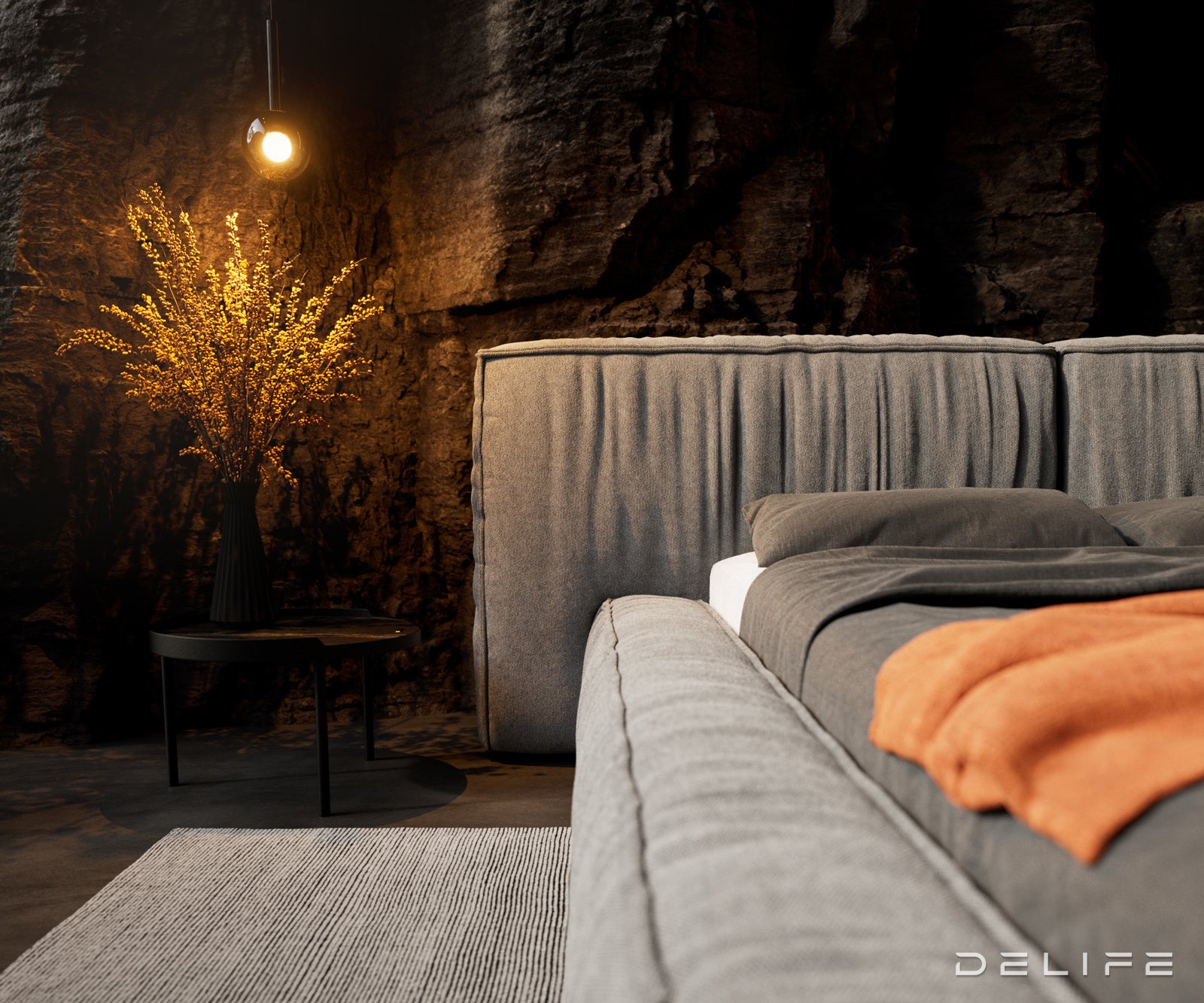 Posteljni okvir Coperti, material: mikrofibra