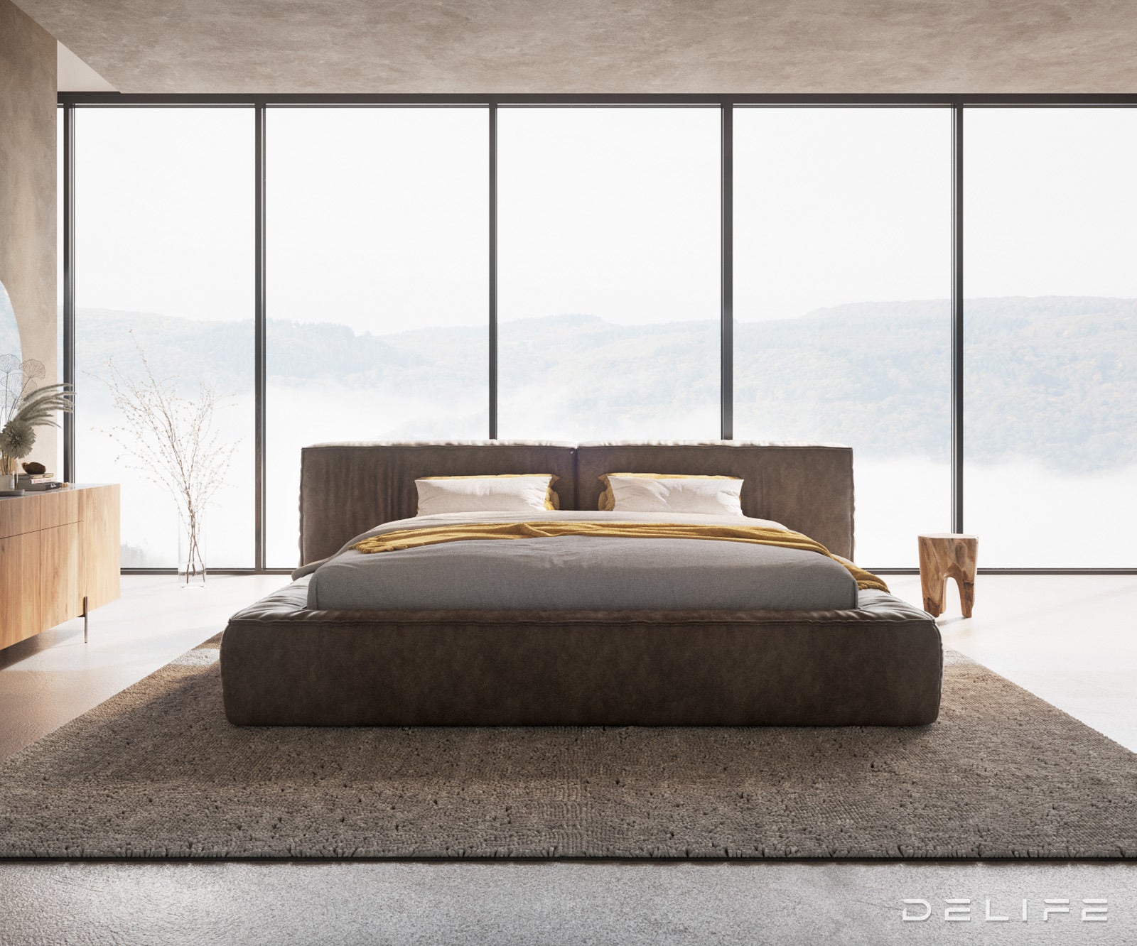 Posteljni okvir Coperti, material: mikrofibra