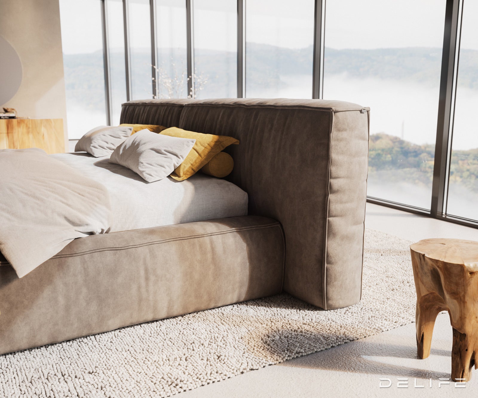 Posteljni okvir Coperti, material: mikrofibra