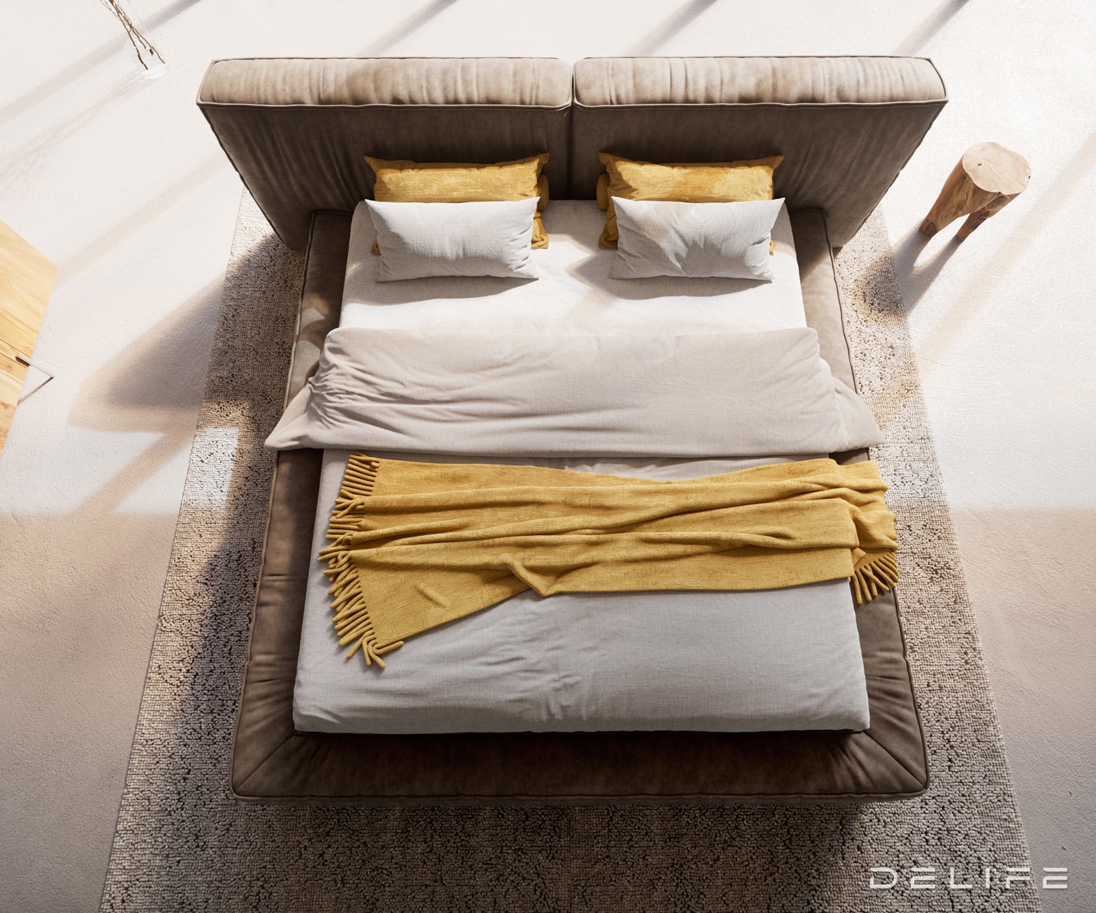 Posteljni okvir Coperti, material: mikrofibra