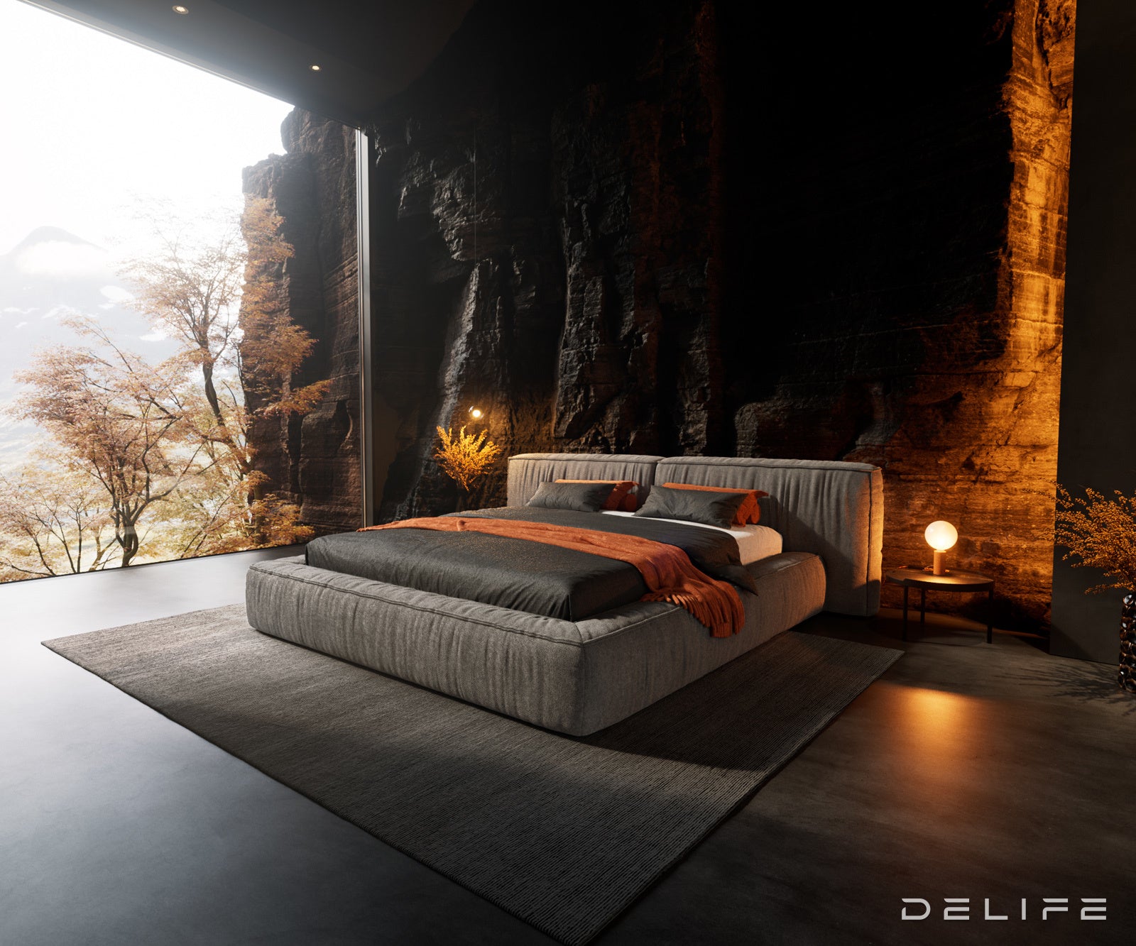 Posteljni okvir Coperti, material: mikrofibra