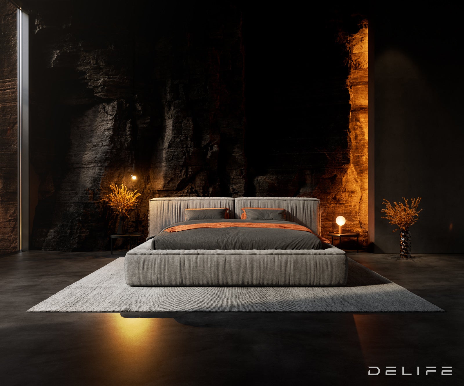 Posteljni okvir Coperti, material: mikrofibra