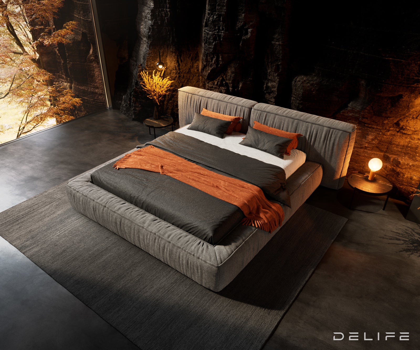 Posteljni okvir Coperti, material: mikrofibra