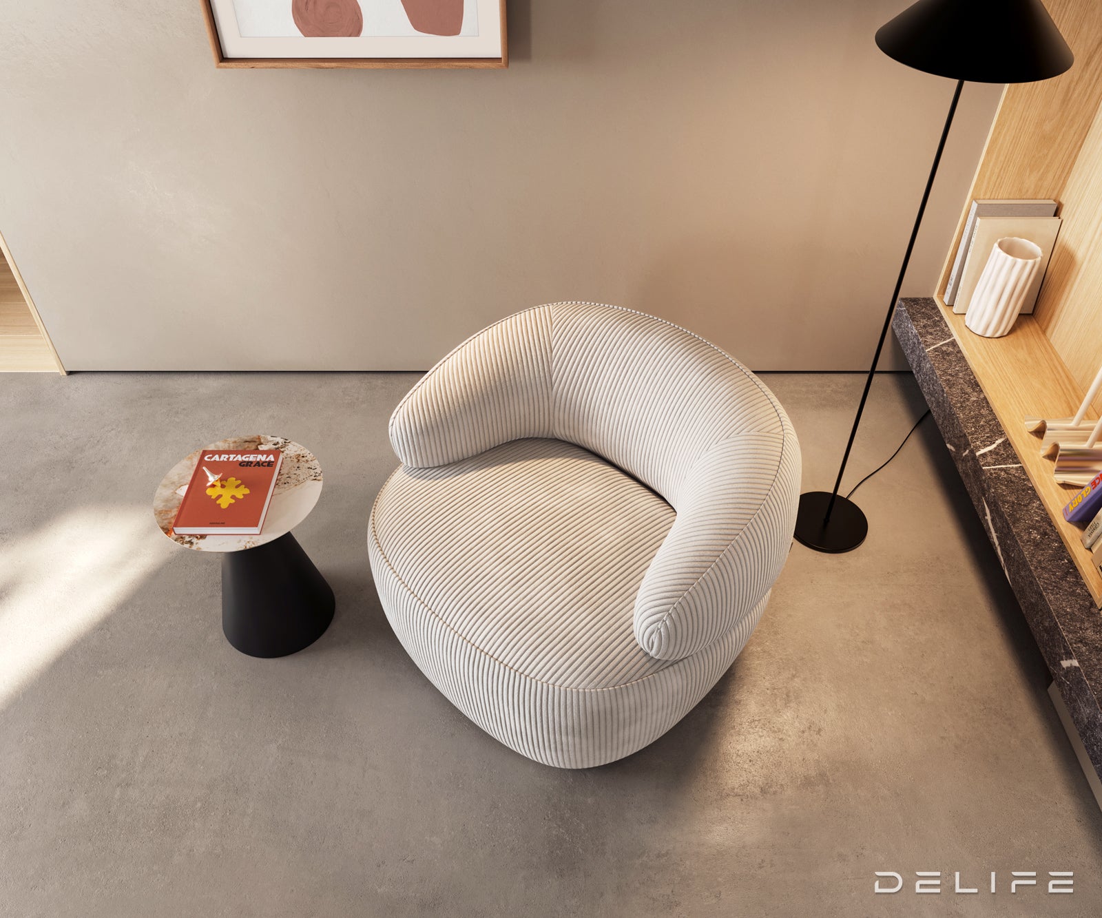 Fotelja Nova 88x88cm, Material: Rebrasta tkanina