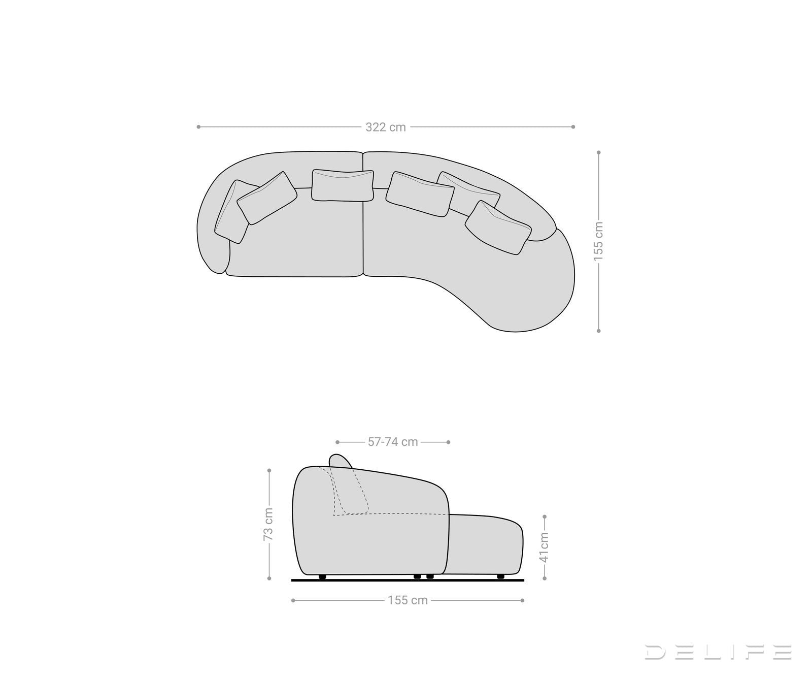 Kavč Mairi 322x155cm, Material: Mikrofibra