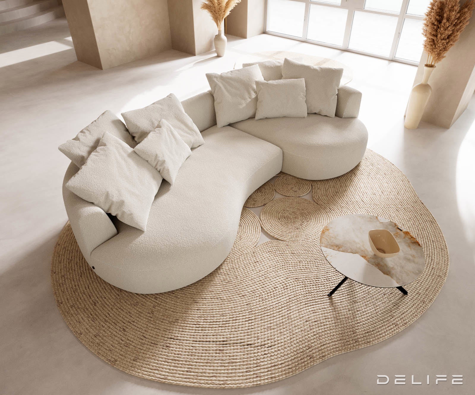 Sedežna garnitura Edina 328x166cm, Material: bukle