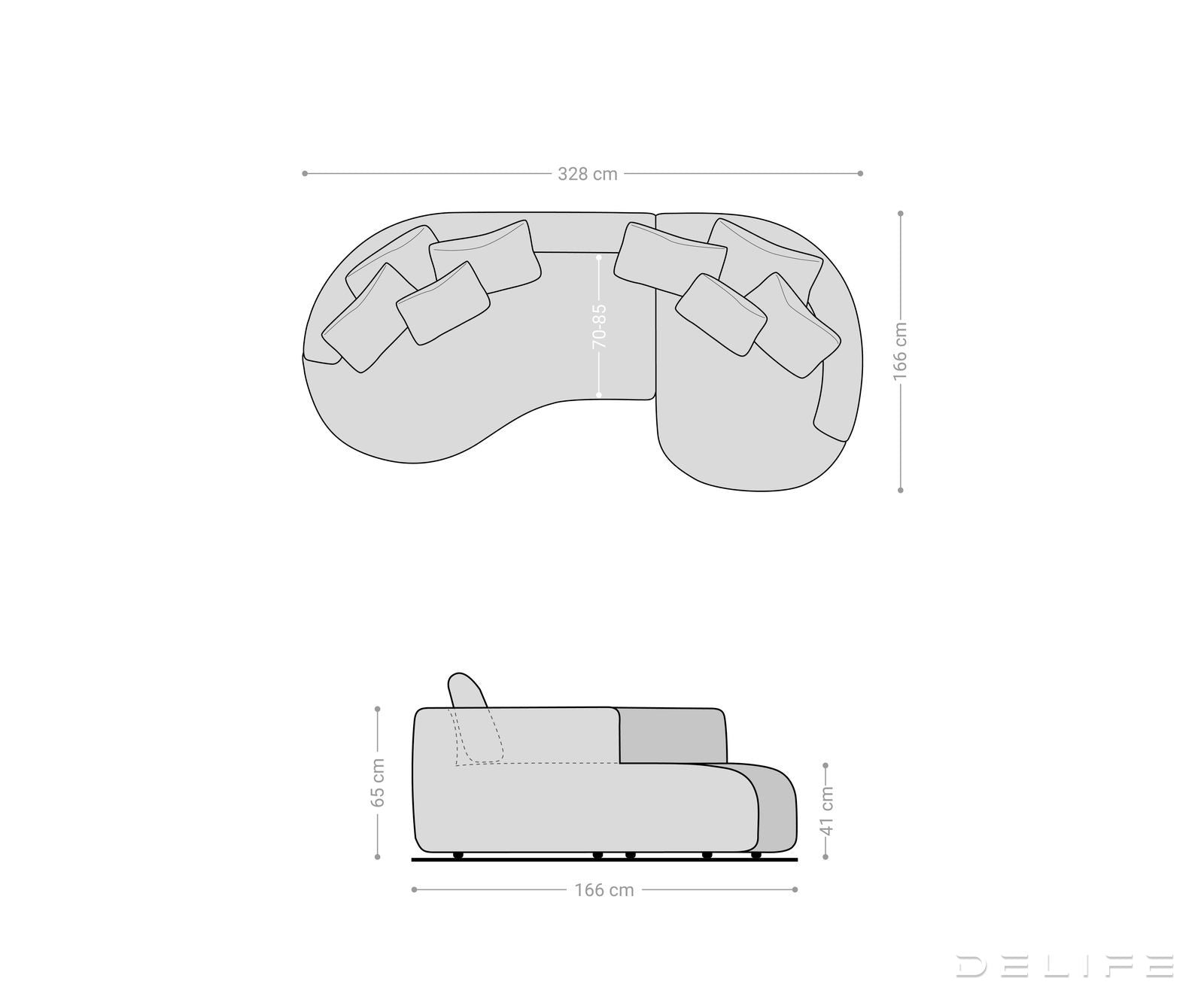 Sedežna garnitura Edina 328x166cm, Material: bukle
