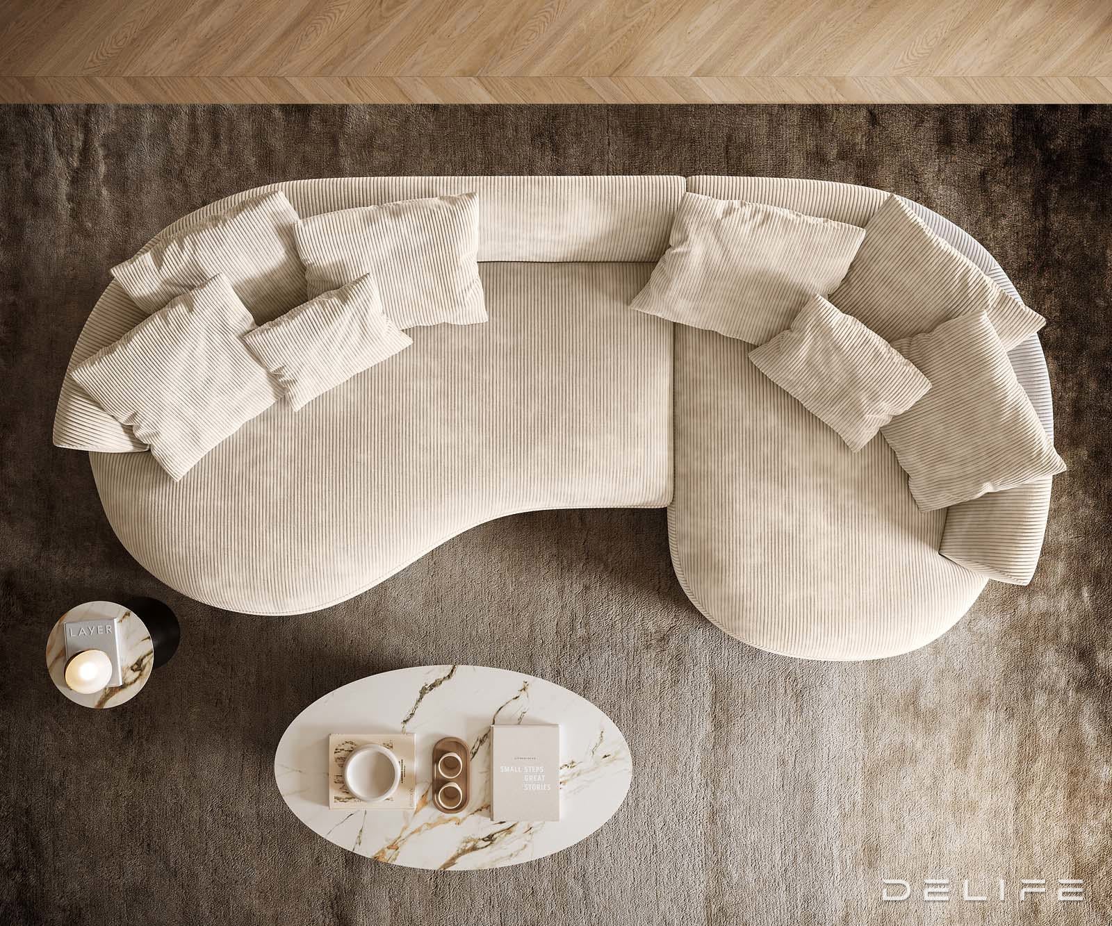 Kavč Edina 328x166cm, Material: Rebrasta tkanina