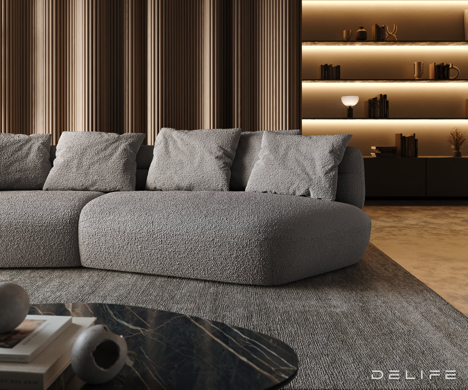 Kavč Roya 320x138cm, Material: Bukle