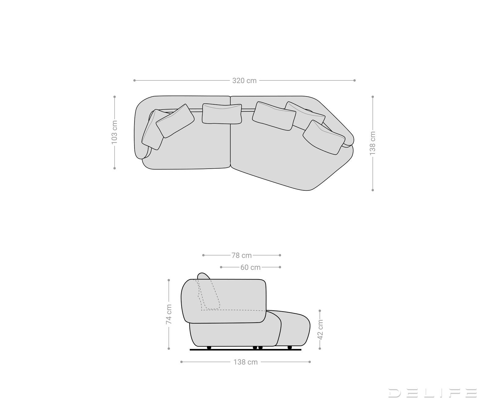 Kavč Roya 320x138cm, Material: Mikrofibra
