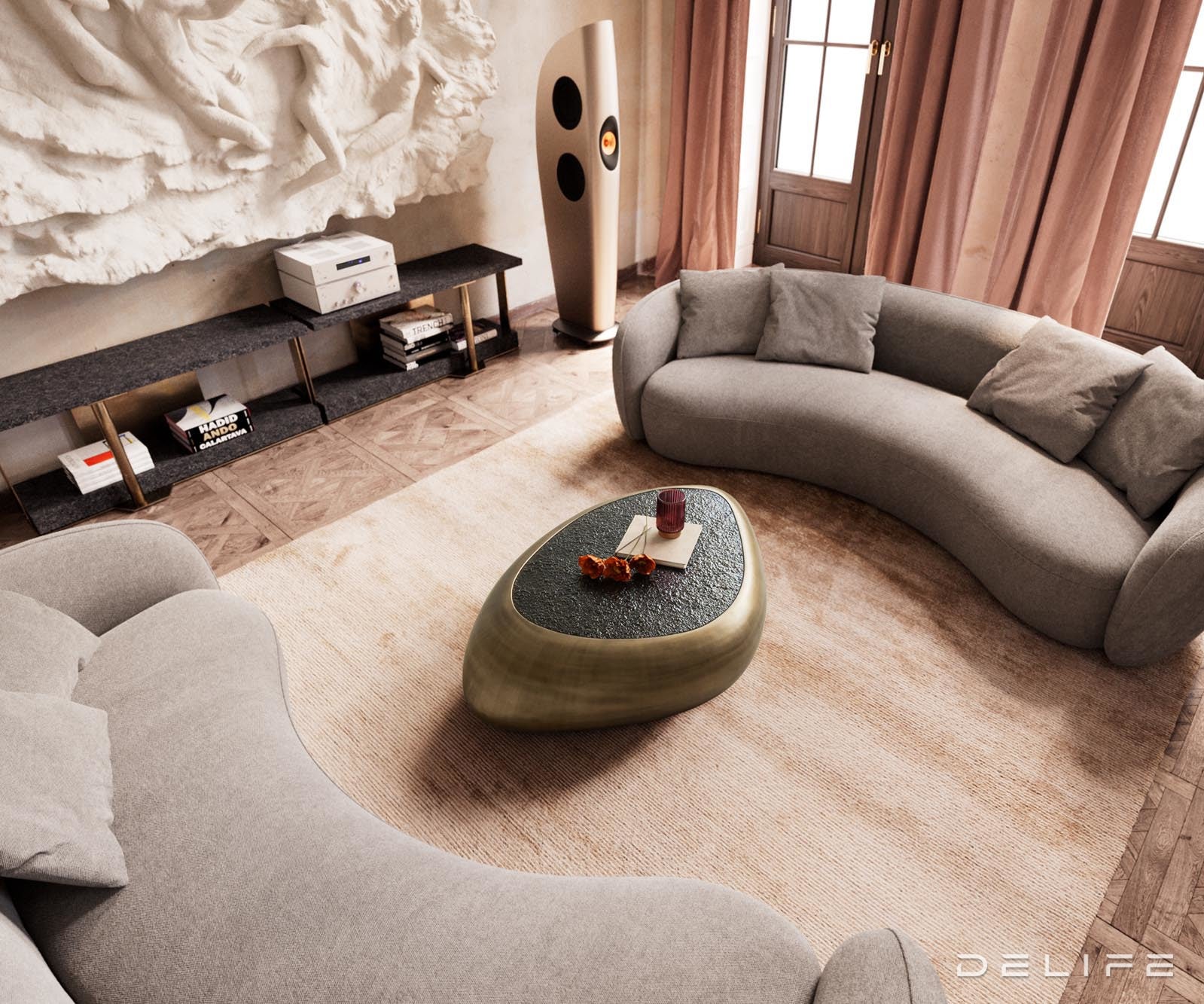 Klubska mizica Sagana 120x80cm, Material: Reliefno steklo