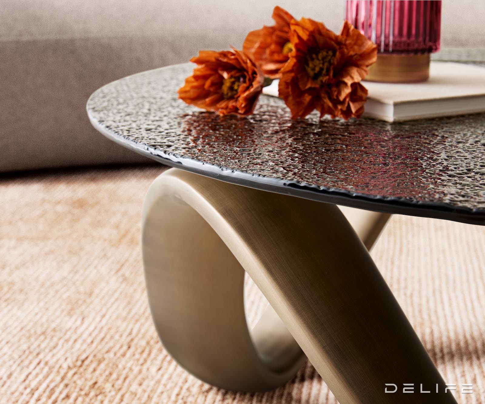 Klubska mizica Tanju 90x90cm, Material: Reliefno steklo