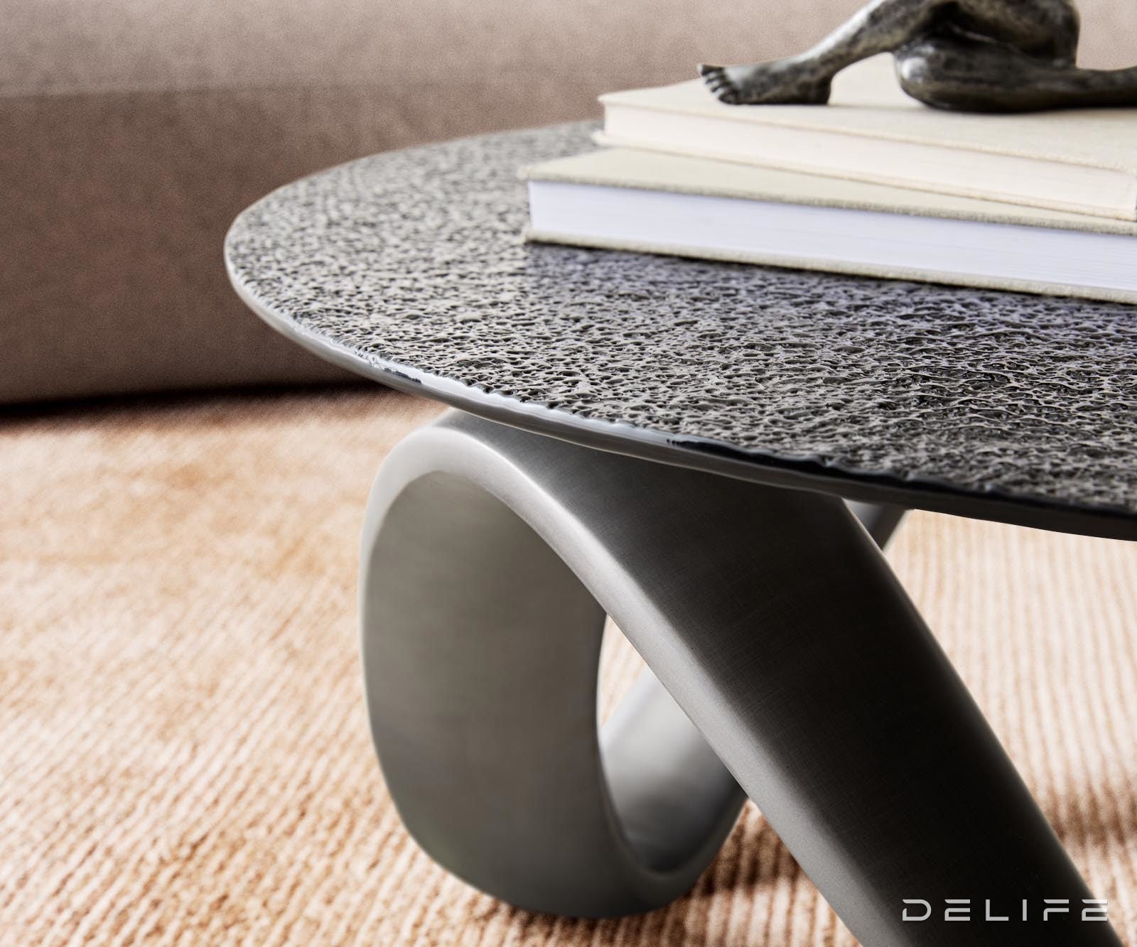 Klubska mizica Tanju 90x90cm, Material: Reliefno steklo