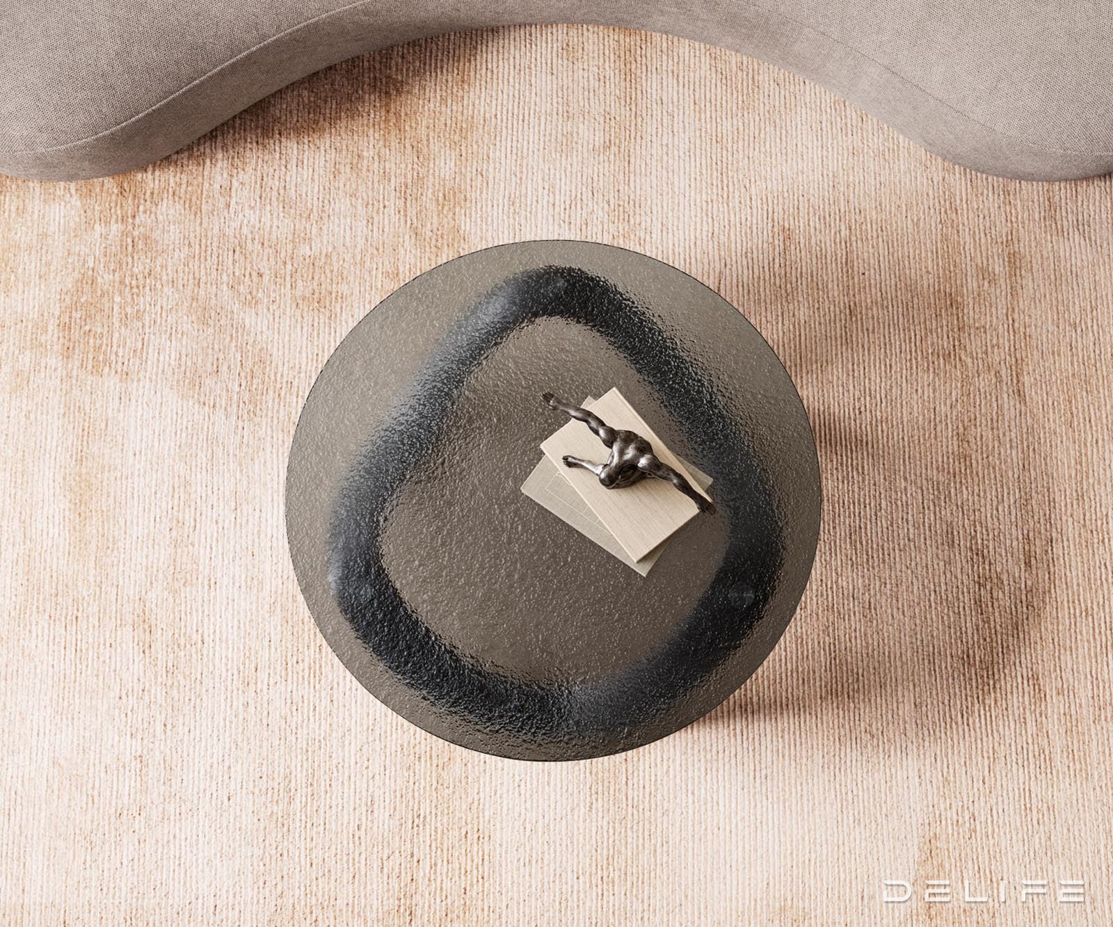 Klubska mizica Tanju 90x90cm, Material: Reliefno steklo