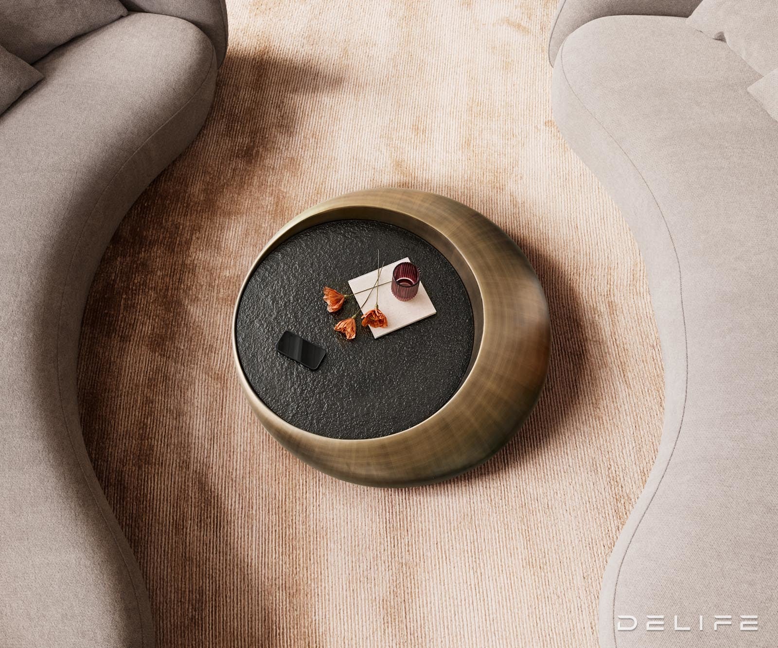 Klubska mizica Blaise 100x100cm, Material: Reliefno steklo