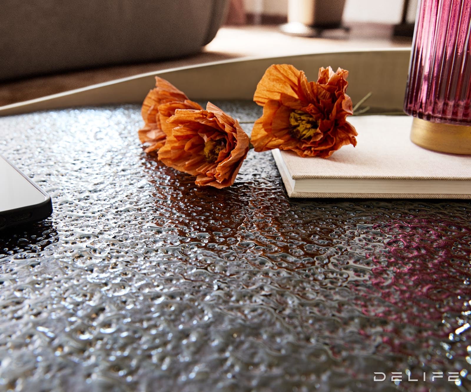 Klubska mizica Blaise 100x100cm, Material: Reliefno steklo