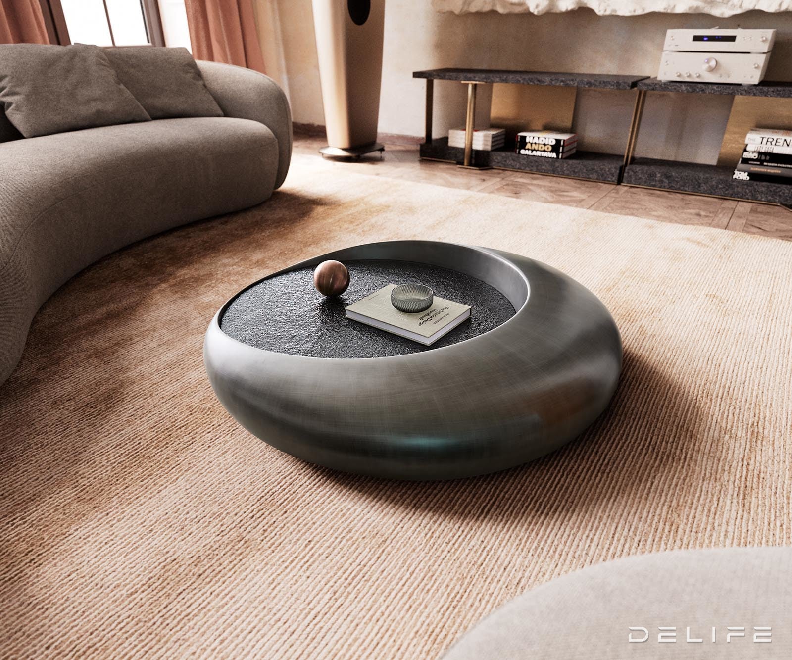 Klubska mizica Blaise 100x100cm, Material: Reliefno steklo