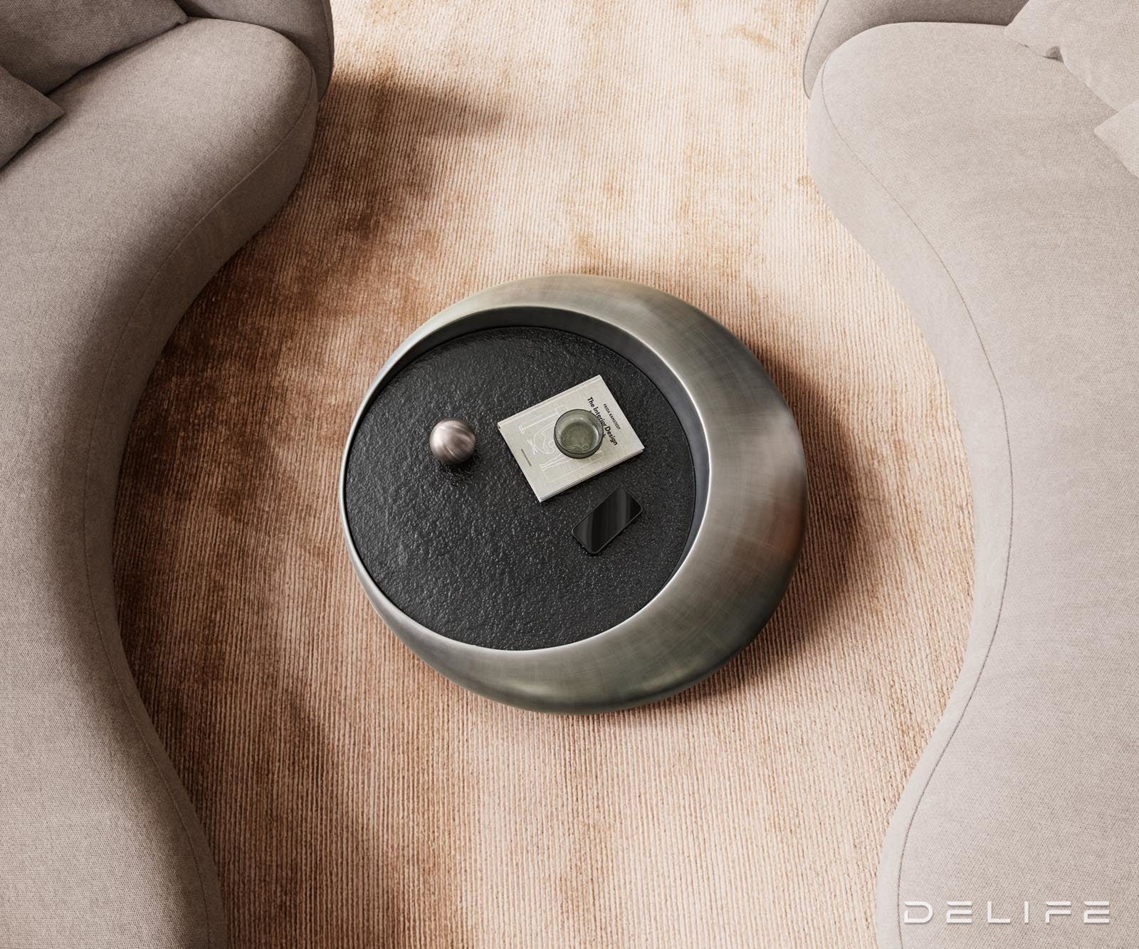 Klubska mizica Blaise 100x100cm, Material: Reliefno steklo