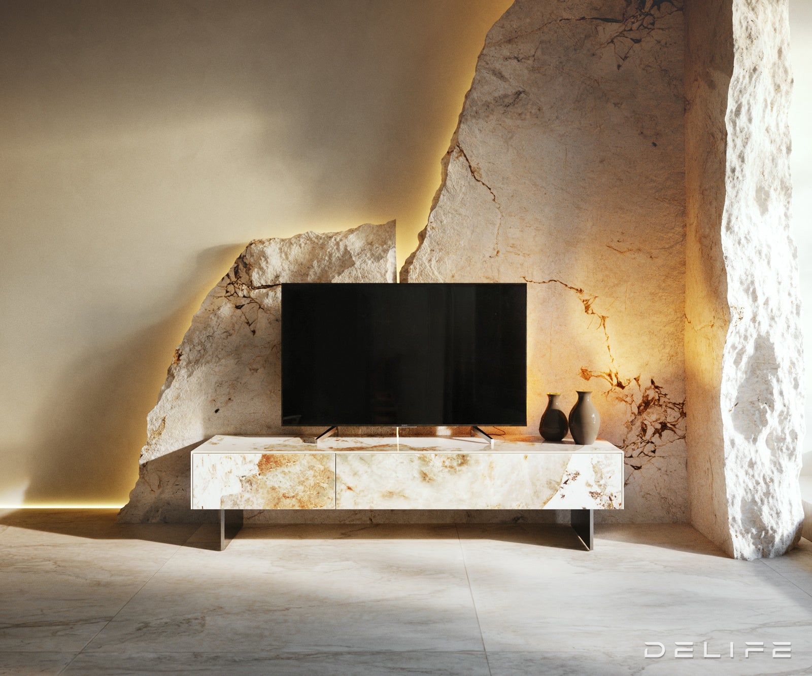 TV komoda Cuor150x35cm, material: keramika Minas Melange