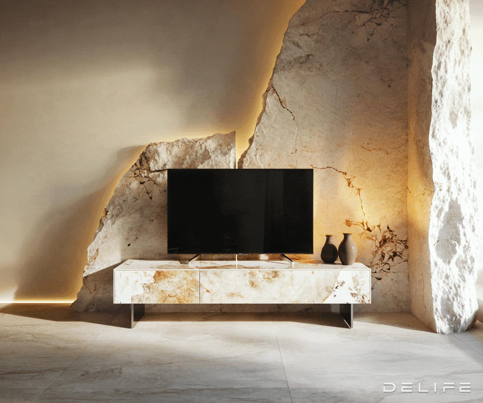 TV komoda Cuor150x35cm, material: keramika Minas Melange