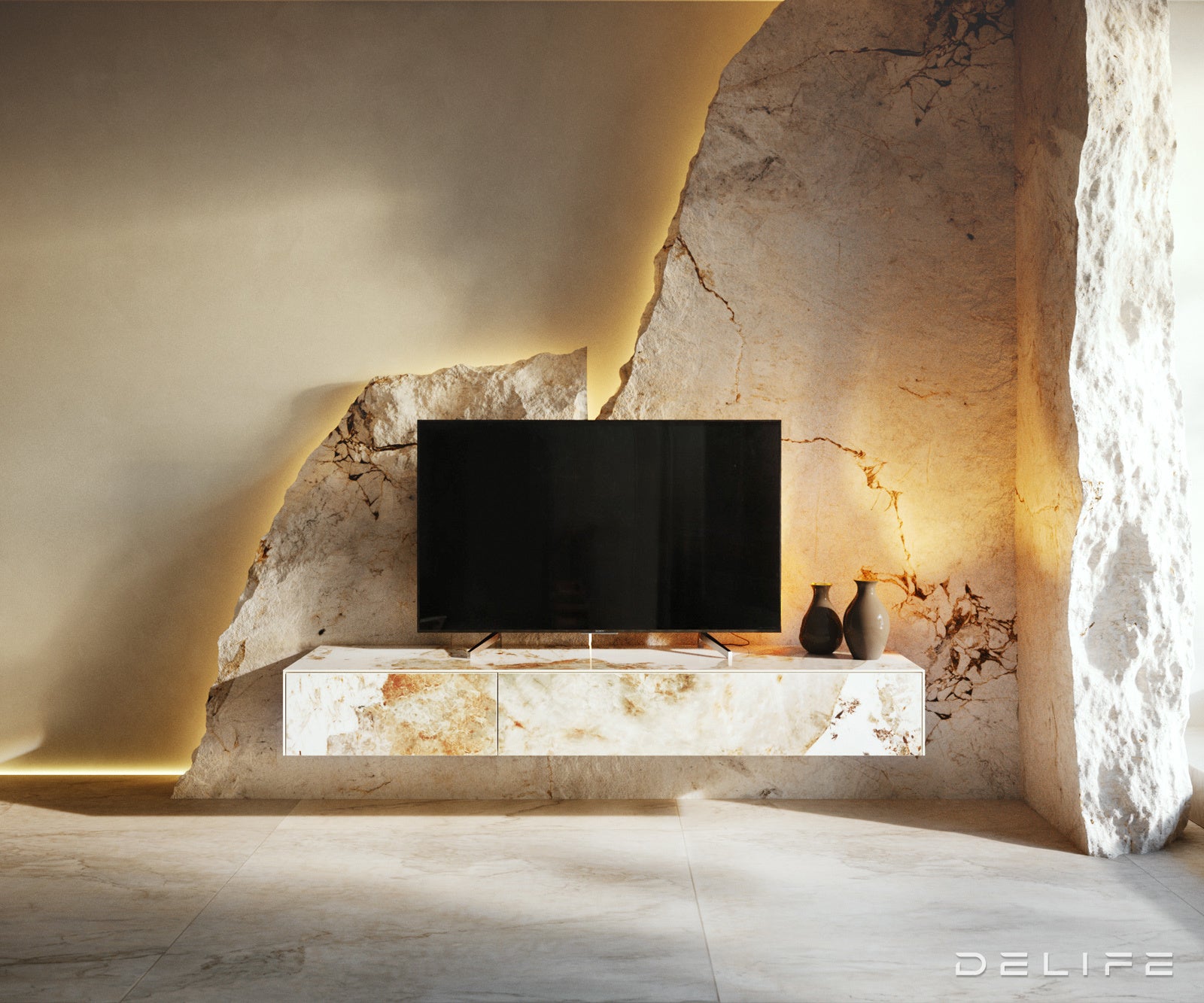 TV komoda Cuor150x35cm, material: keramika Minas Melange