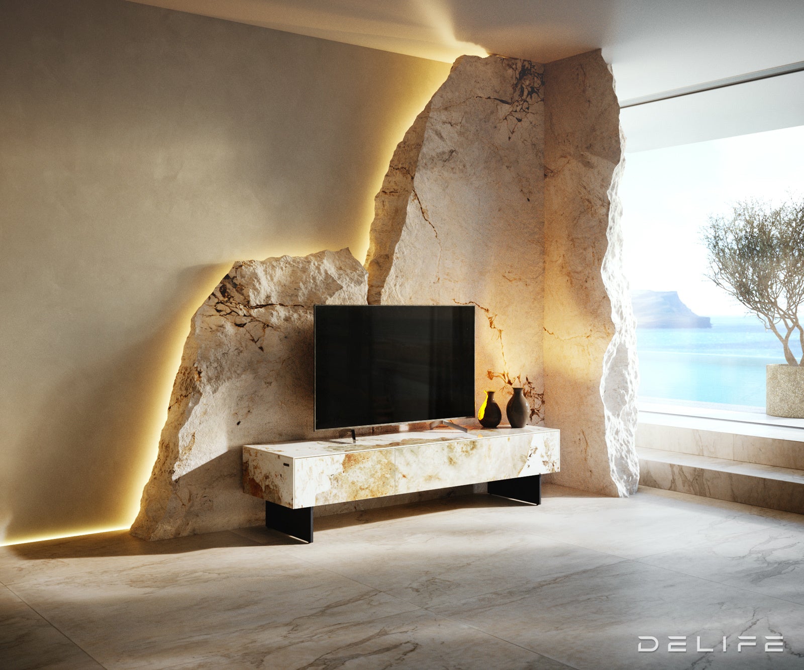 TV komoda Cuor150x35cm, material: keramika Minas Melange