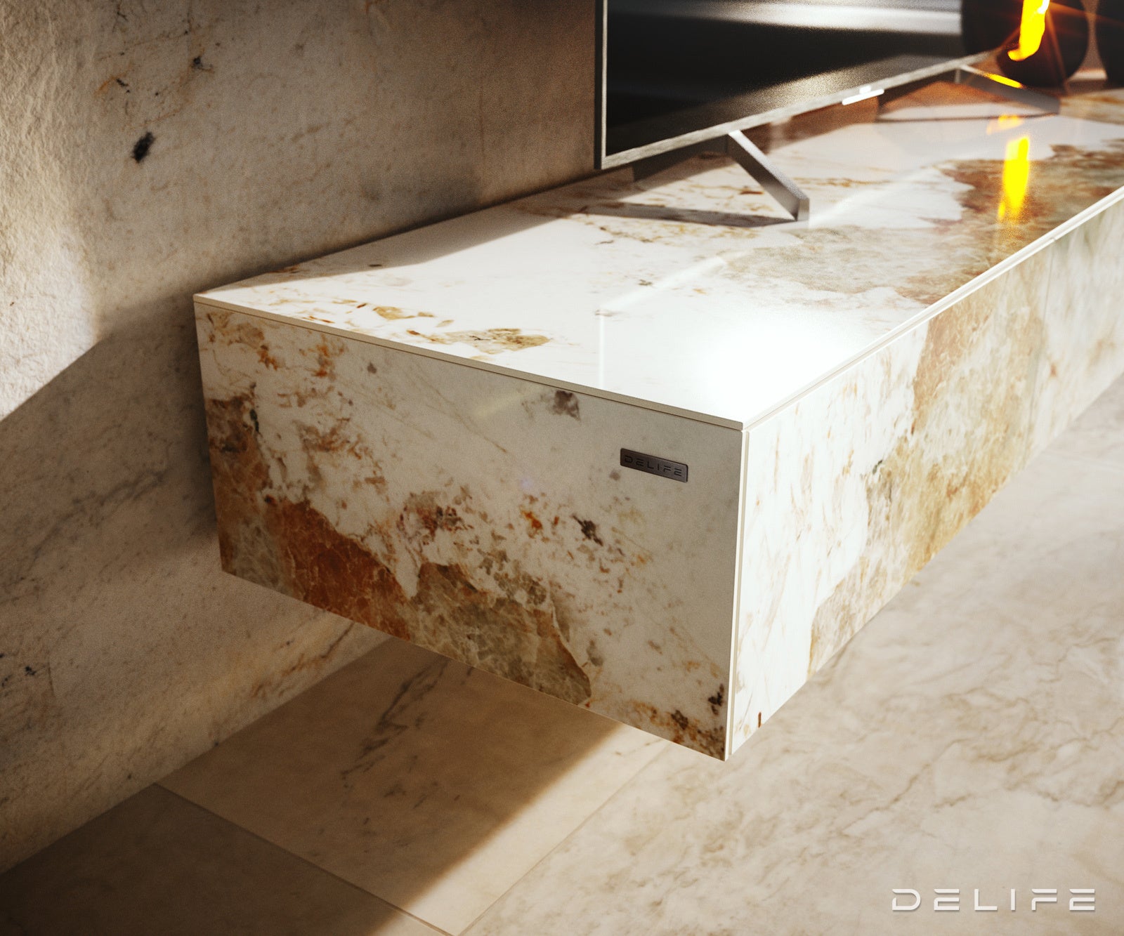 TV komoda Cuor150x35cm, material: keramika Minas Melange