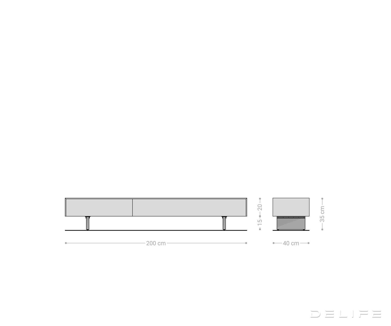 TV komoda Cuor 200x40 cm, material: Emperador Extra Lucidato