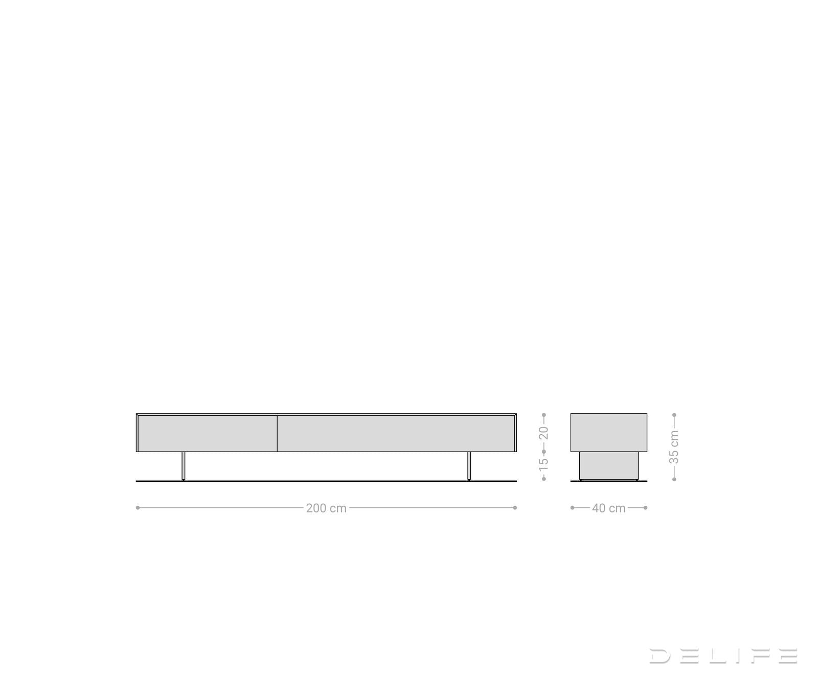 TV komoda Cuor 200x40 cm, material: Emperador Extra Lucidato