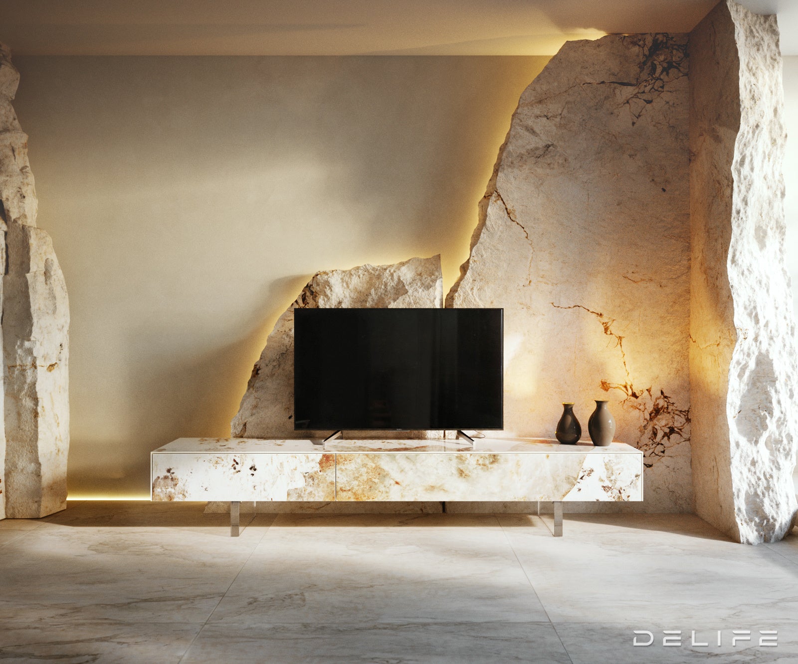 TV komoda Cuor 200x35cm, material: keramika Minas Melange