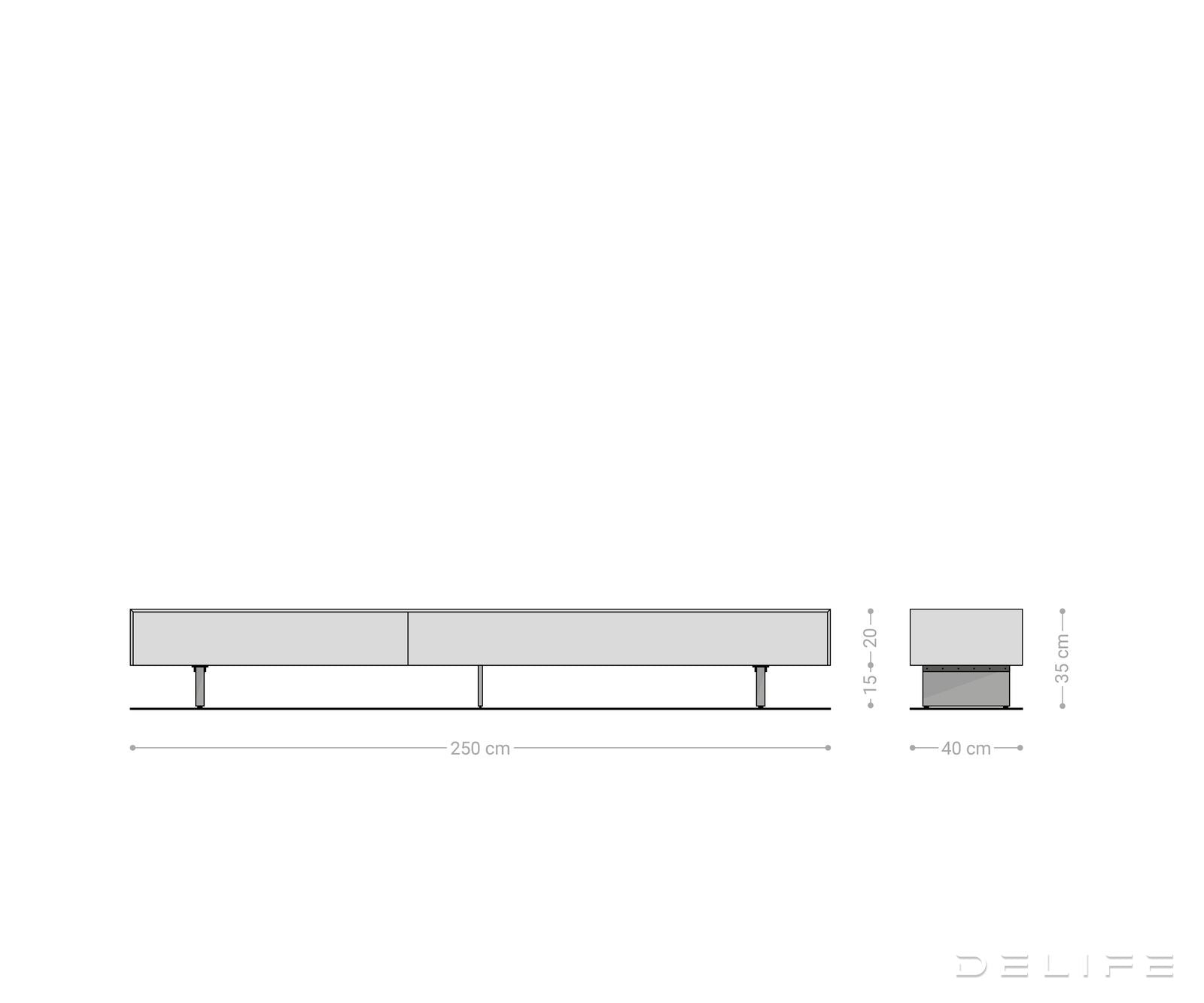 TV komoda Cuor 250x40 cm, material: Emperador Extra Lucidato