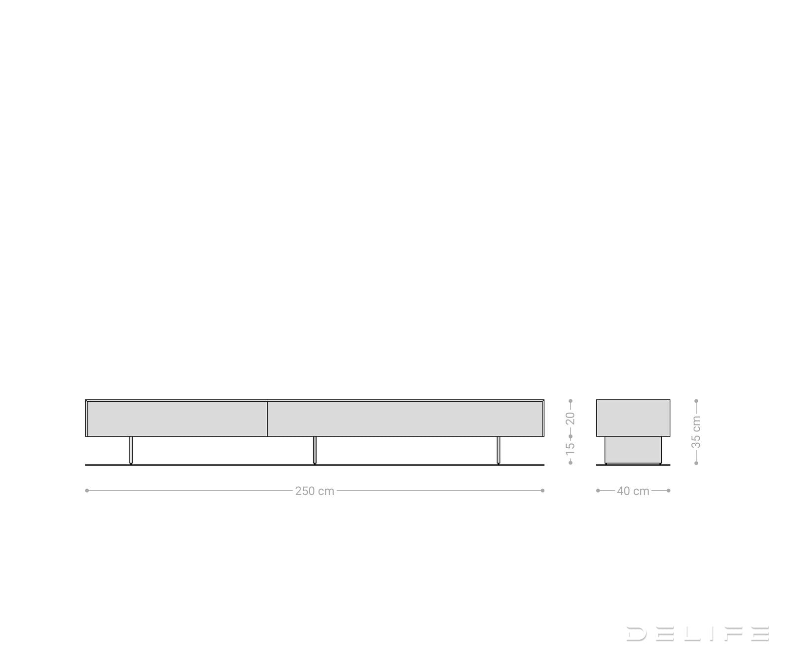 TV komoda Cuor 250x40 cm, material: Emperador Extra Lucidato