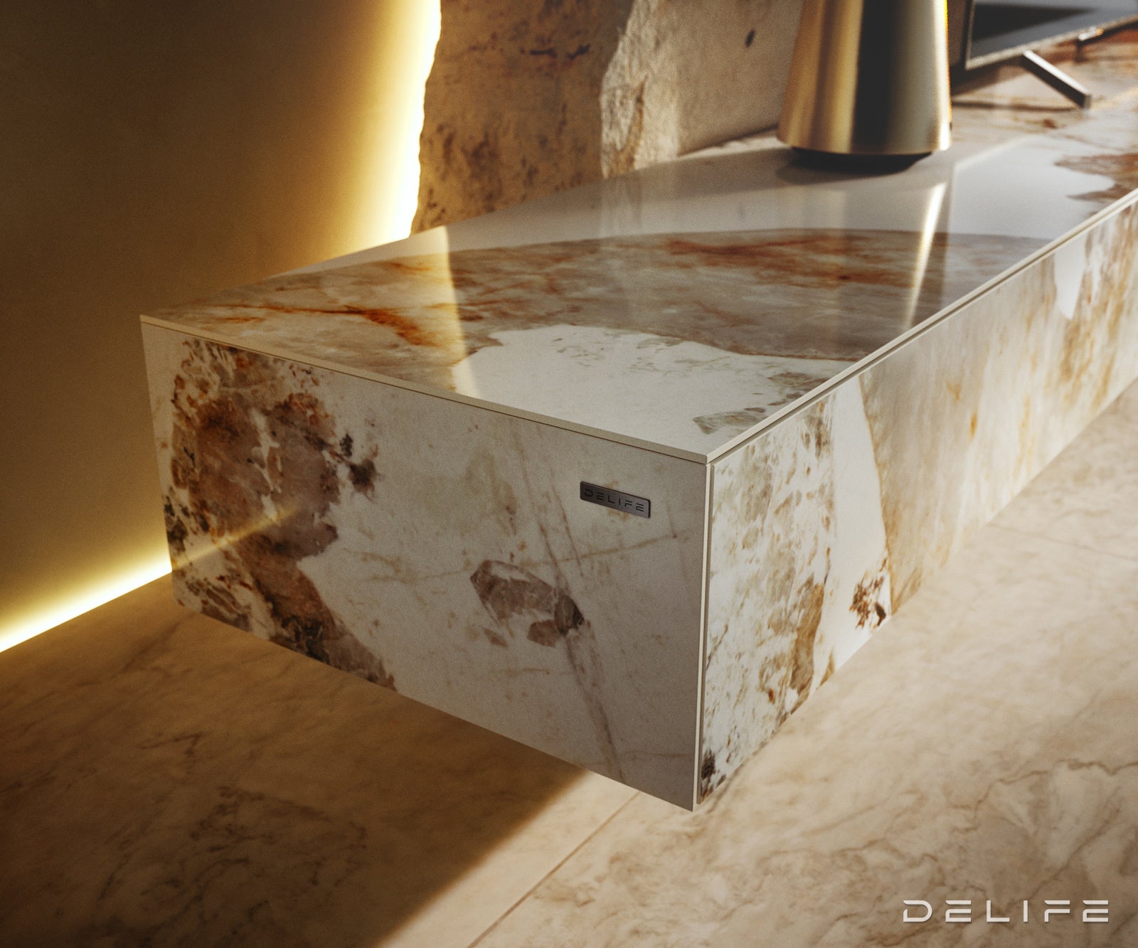 TV komoda Cuor 250x35cm, material: keramika Minas Melange