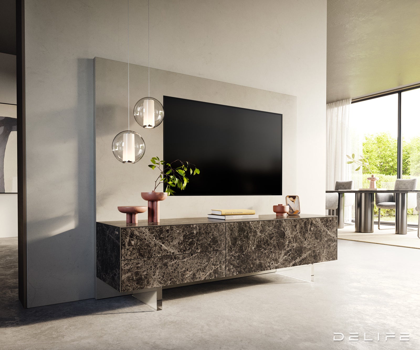Tv komoda Cuor 180x45cm, Materijal: Emperador Extra Lucidato