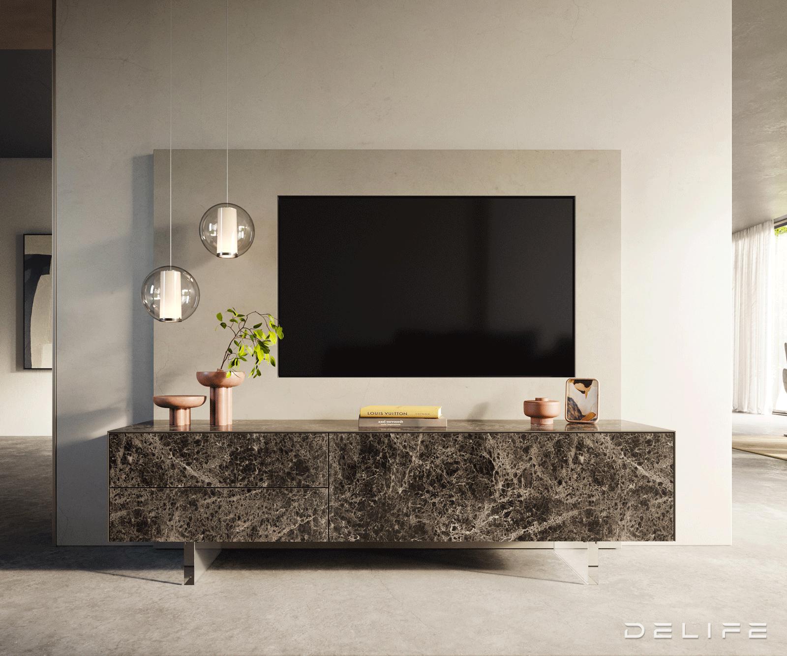 Tv komoda Cuor 180x45cm, Materijal: Emperador Extra Lucidato