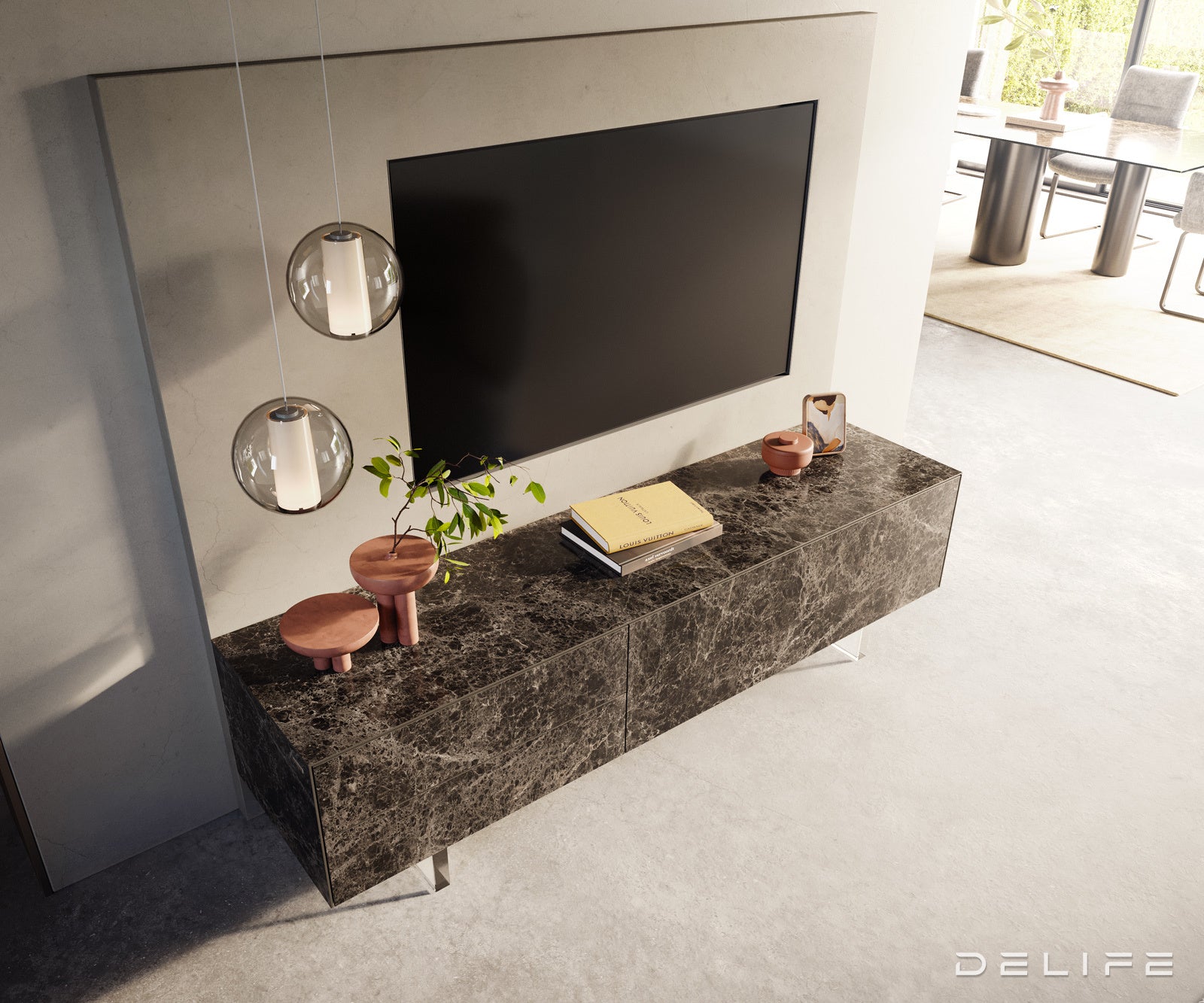 Tv komoda Cuor 180x45cm, Materijal: Emperador Extra Lucidato