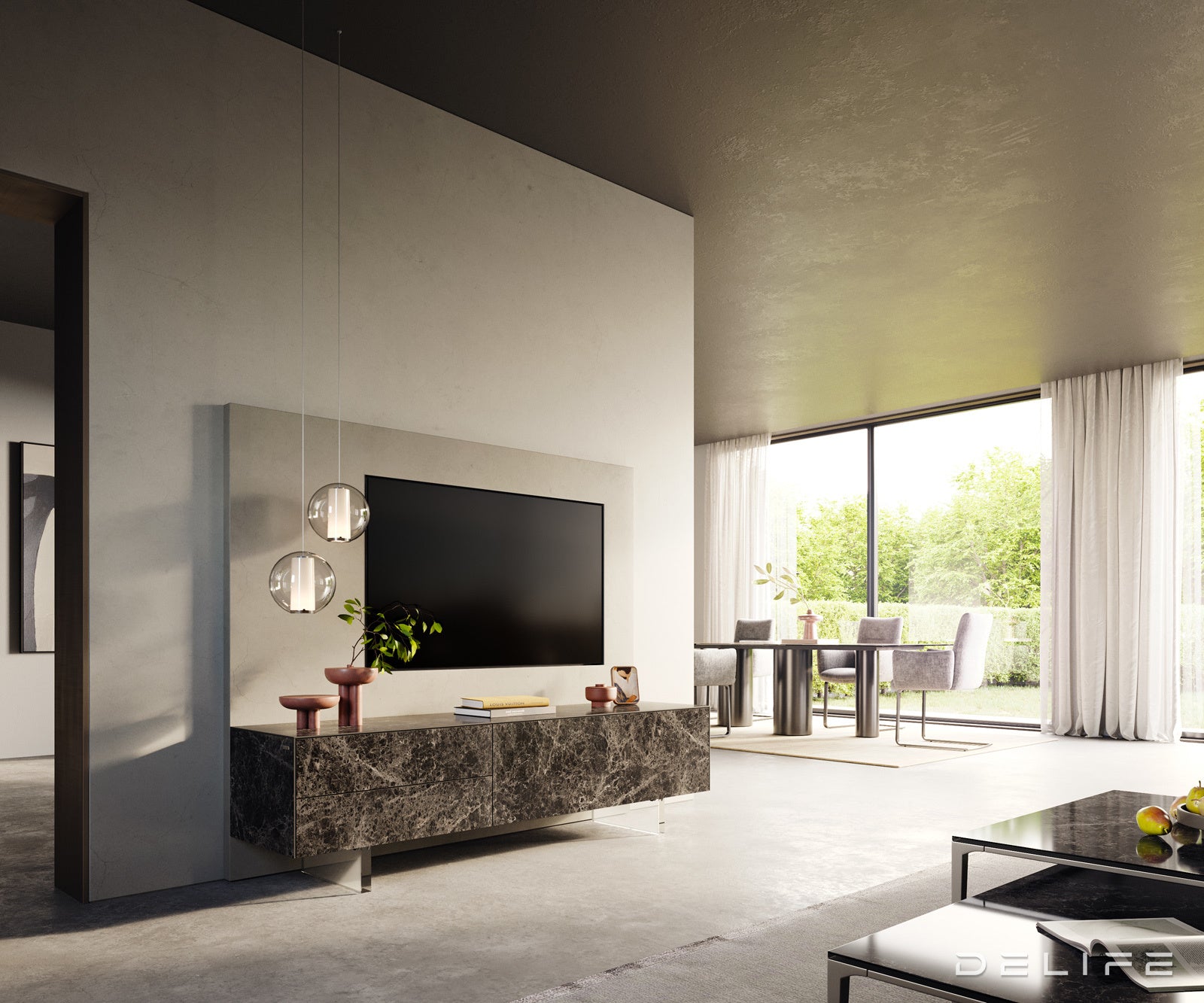 Tv komoda Cuor 180x45cm, Materijal: Emperador Extra Lucidato