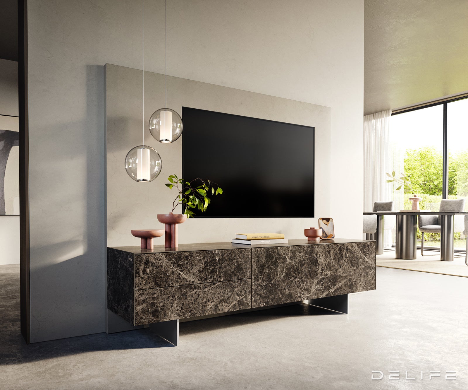 Tv komoda Cuor 180x45cm, Materijal: Emperador Extra Lucidato