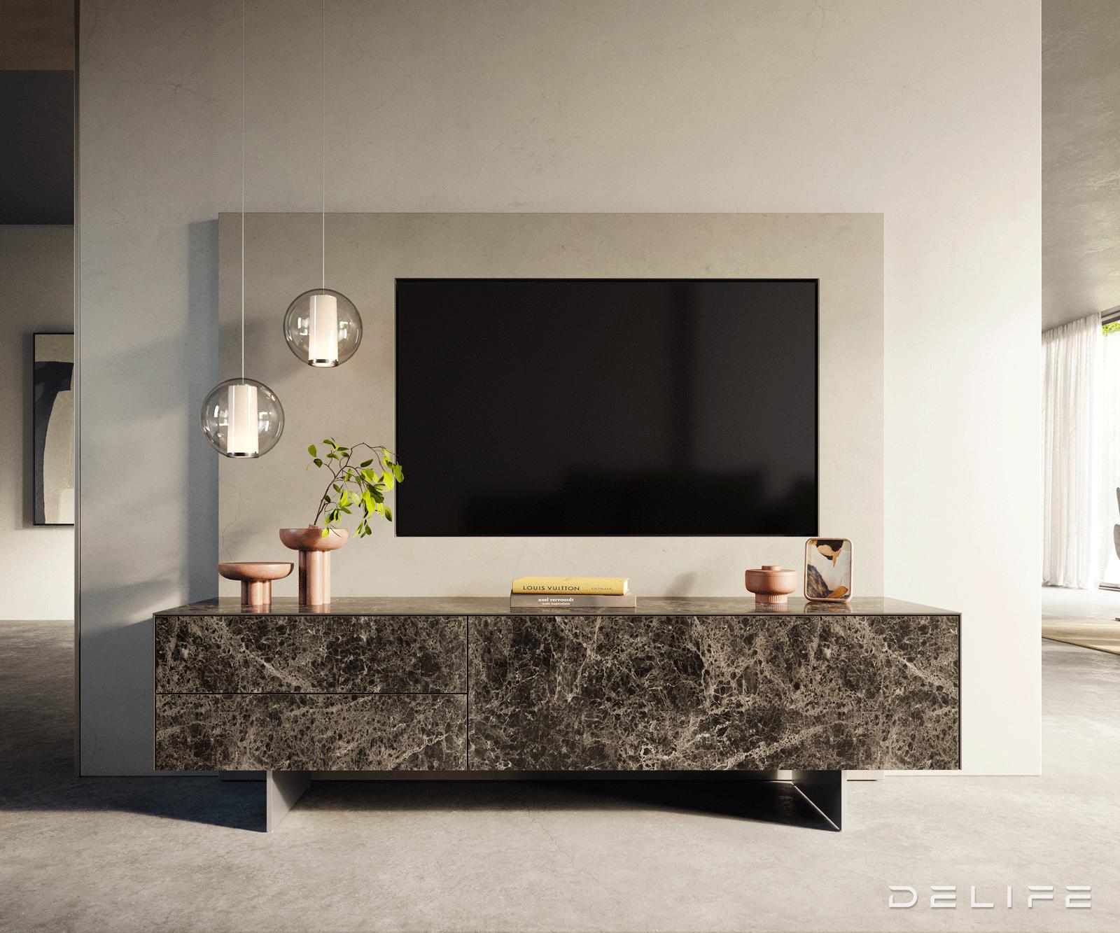 Tv komoda Cuor 180x45cm, Materijal: Emperador Extra Lucidato