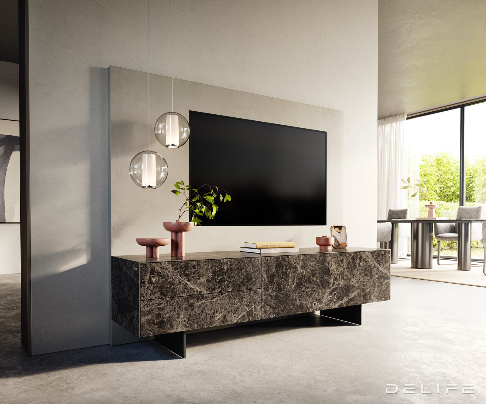 Tv komoda Cuor 180x45cm, Materijal: Emperador Extra Lucidato